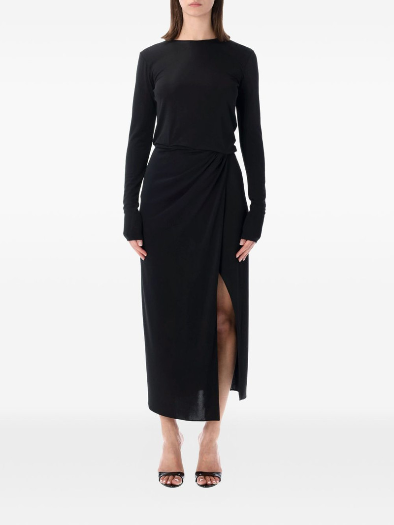long-sleeves slit midi dress 1