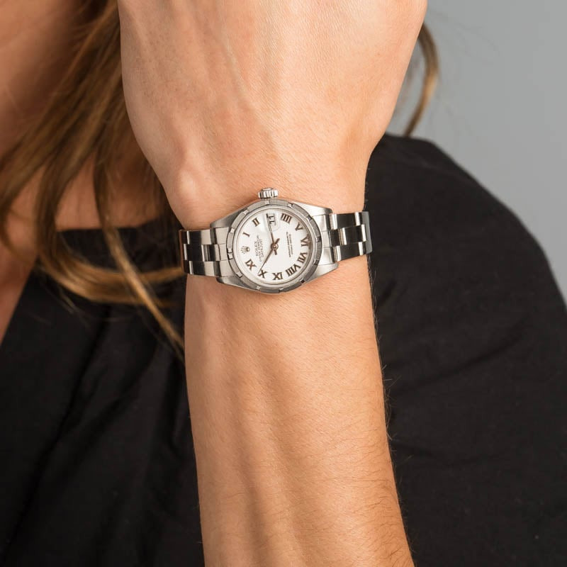 Ladies Rolex Date Ref 79190 White Roman Dial - 5
