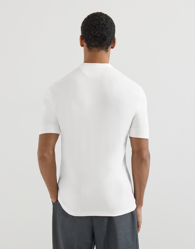 Ribbed stretch cotton and modal jersey T-shirt with Henley collar 3
