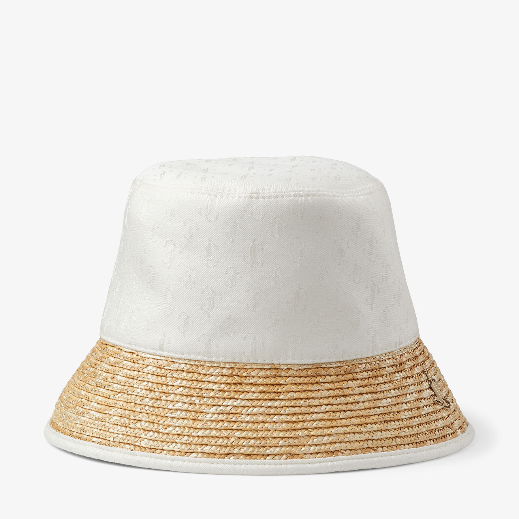 Renata
Latte JC Monogram Jacquard Silk, Modal and Raffia Bucket Hat - 1