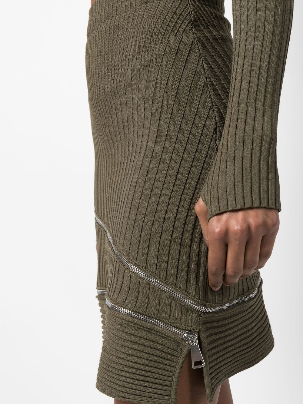 zip-detail ribbed skirt - 2