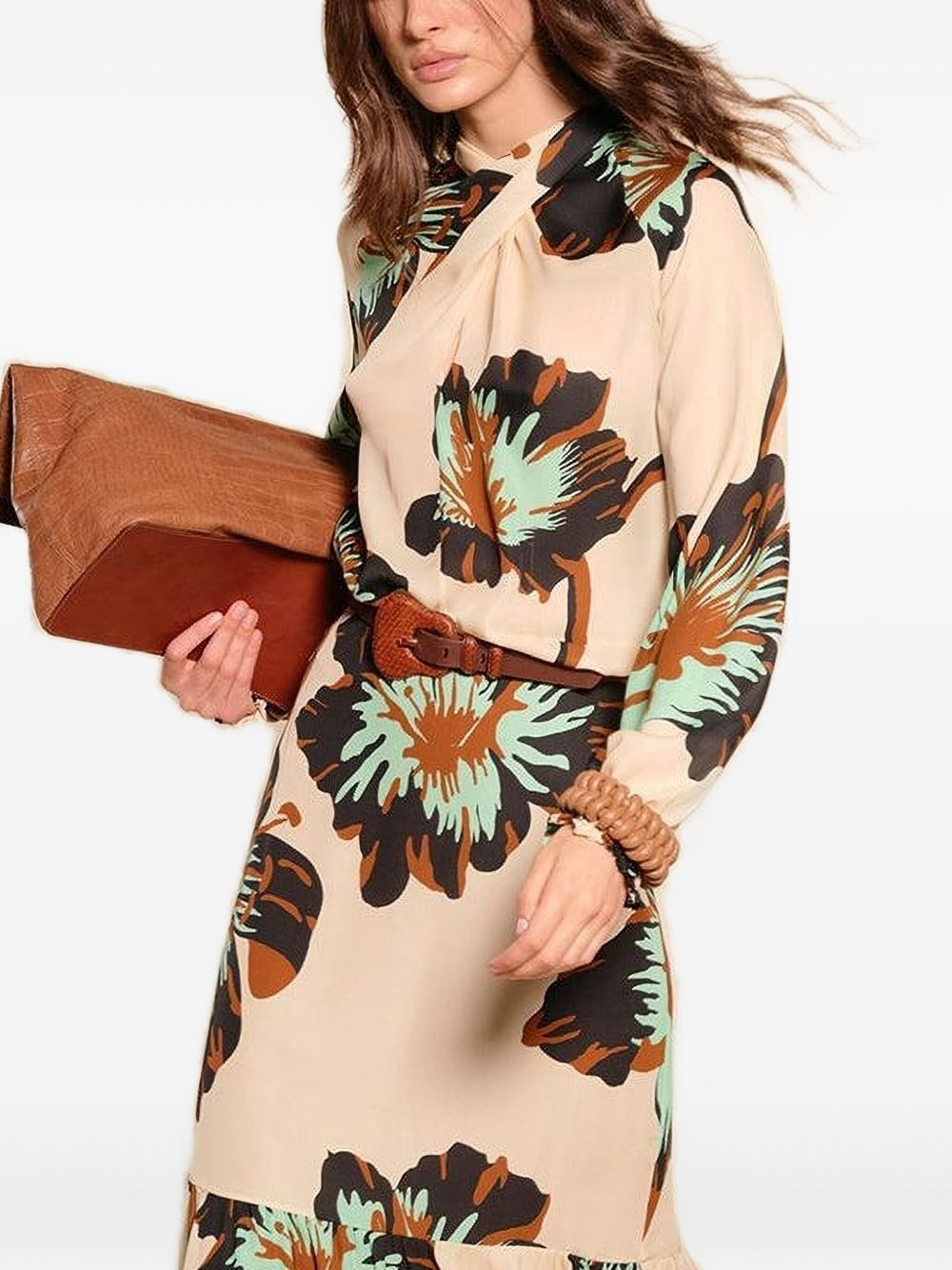 floral-print tie-neck tunic - 3