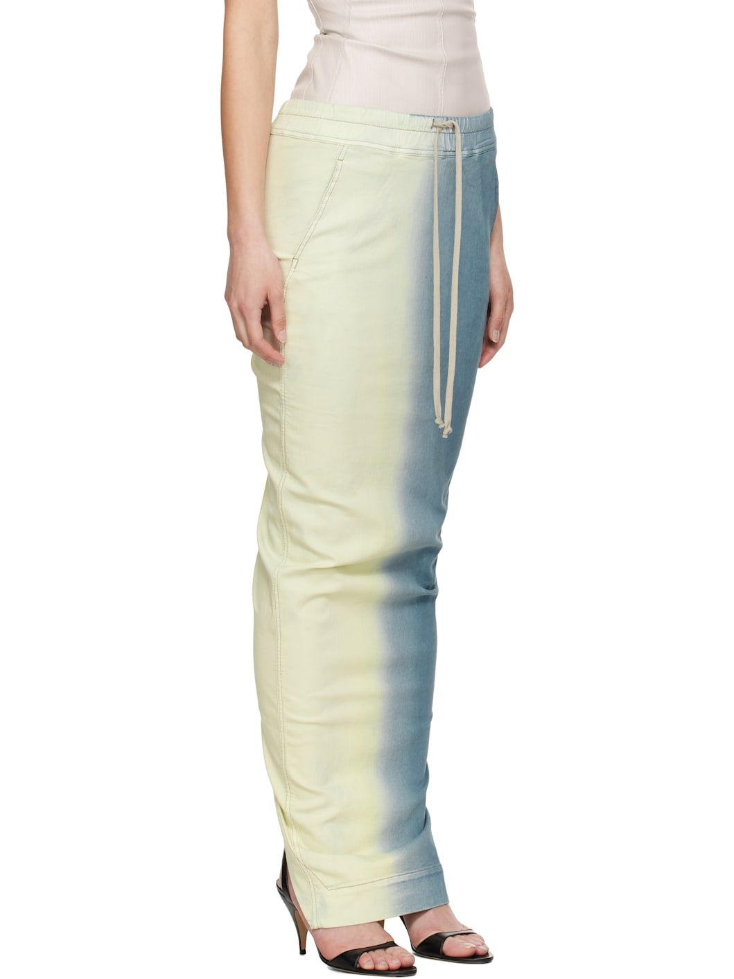 Blue & Off-White Pull On Pillar Maxi Skirt - 2