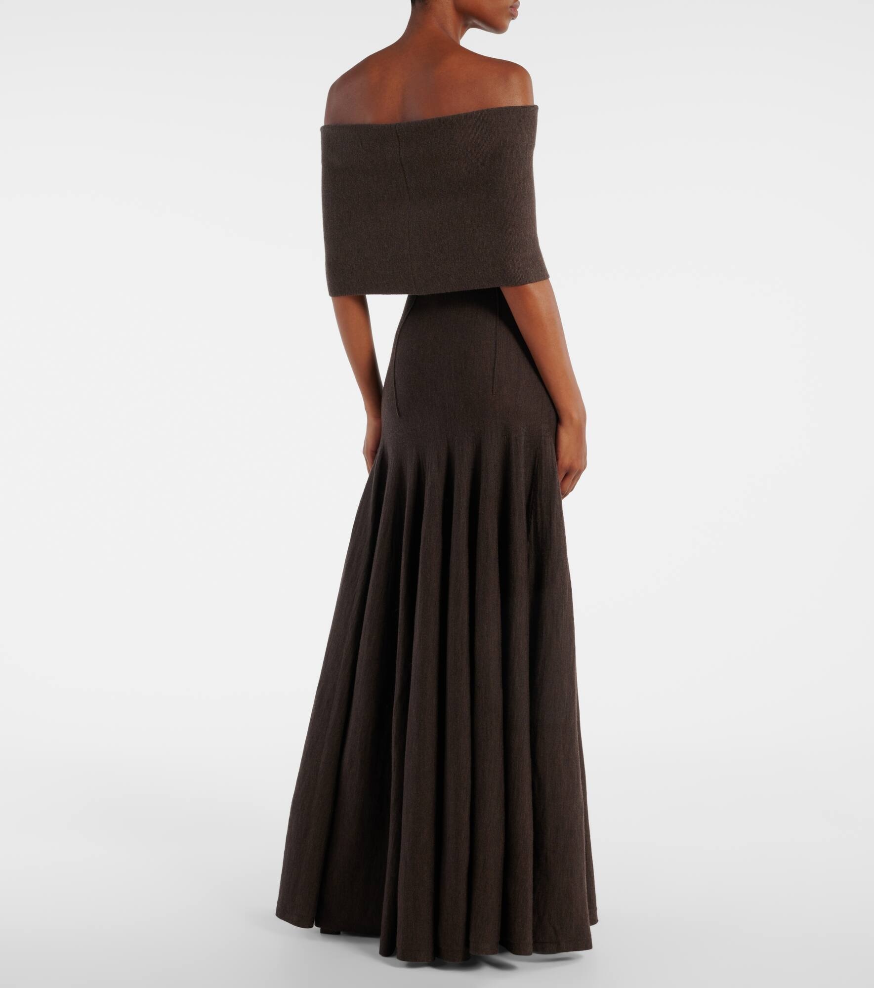 Ava off-shoulder wool-blend maxi dress - 3