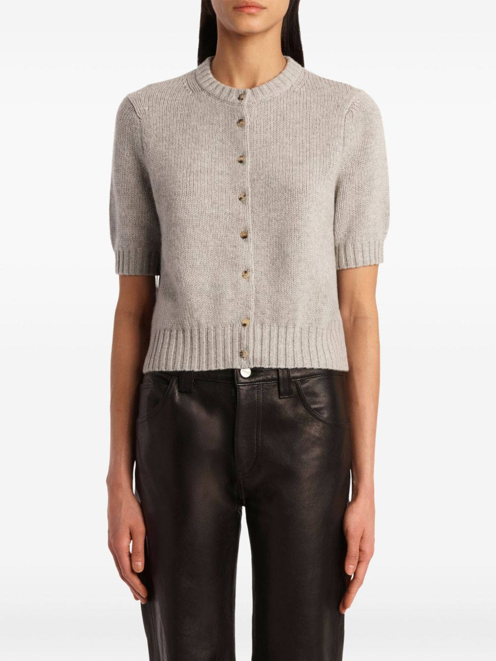 short-sleeve button-up cardigan - 3