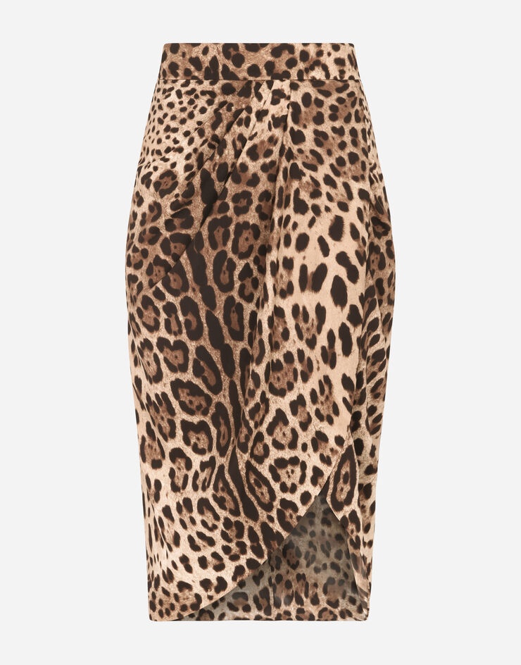 Leopard-print charmeuse tulip midi skirt - 3