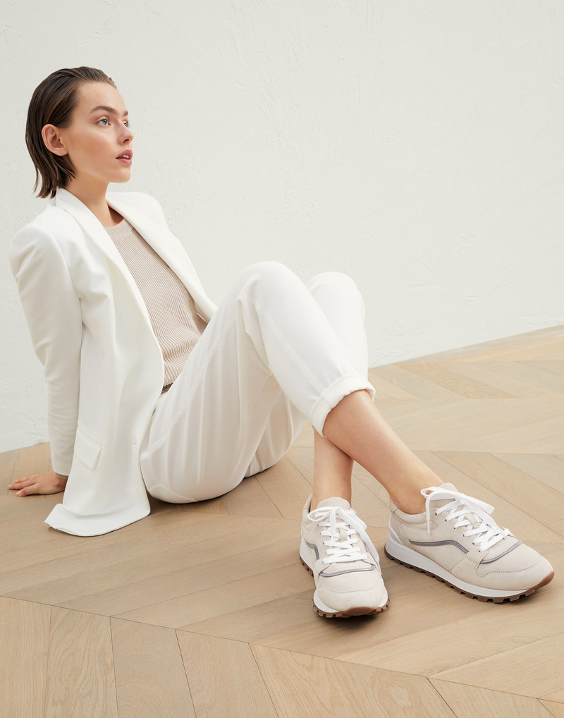 Brunello Cucinelli Suede runners with precious contour outlook