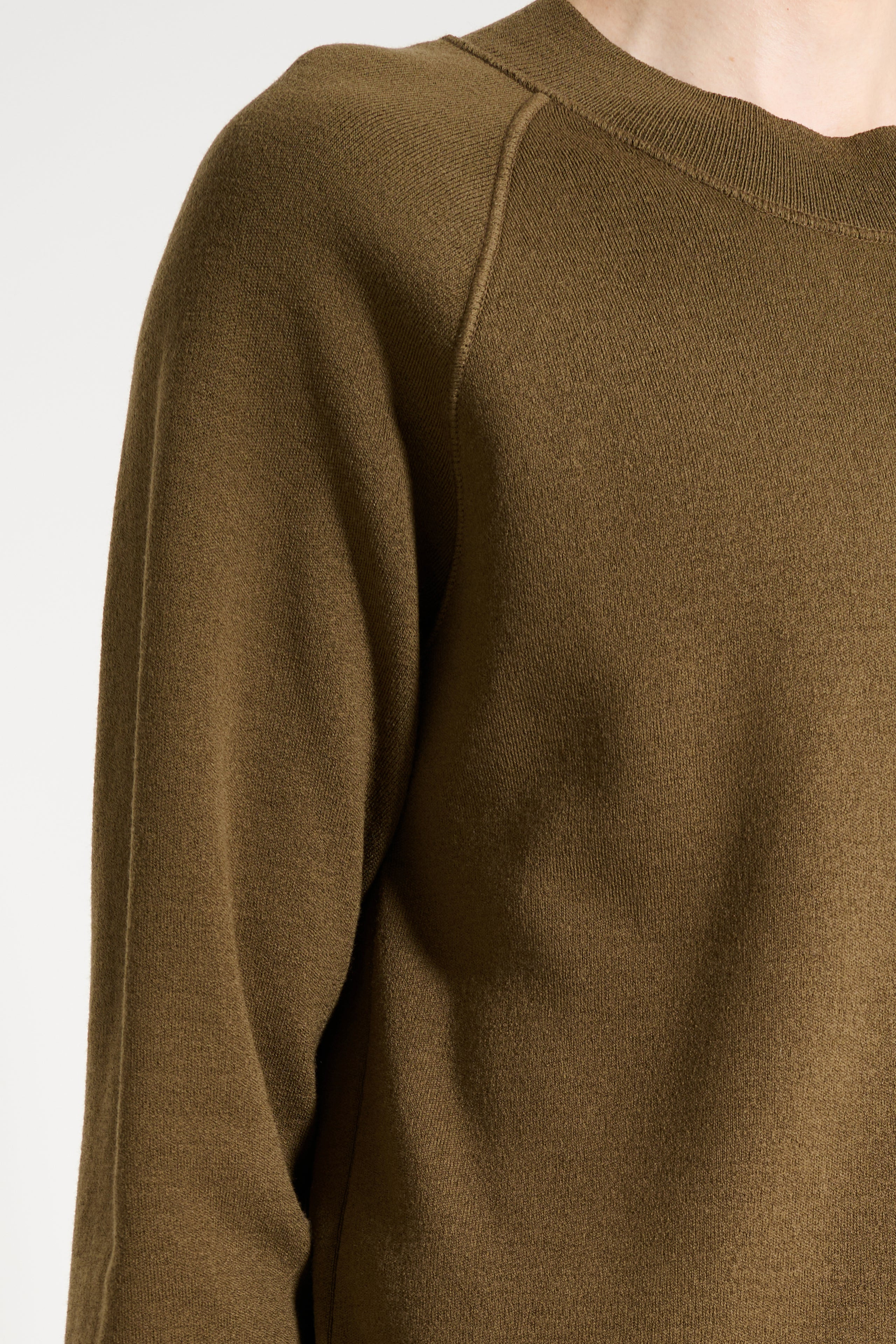 MARGARET HOWELL MHL WIDE NECK SWEATSHIRT FINE MERINO WOOL KHAKI - 5
