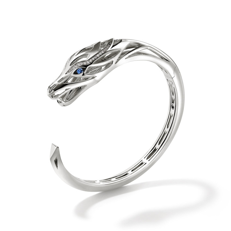 Naga Hinged Cuff, Sterling Silver, Diamonds 3