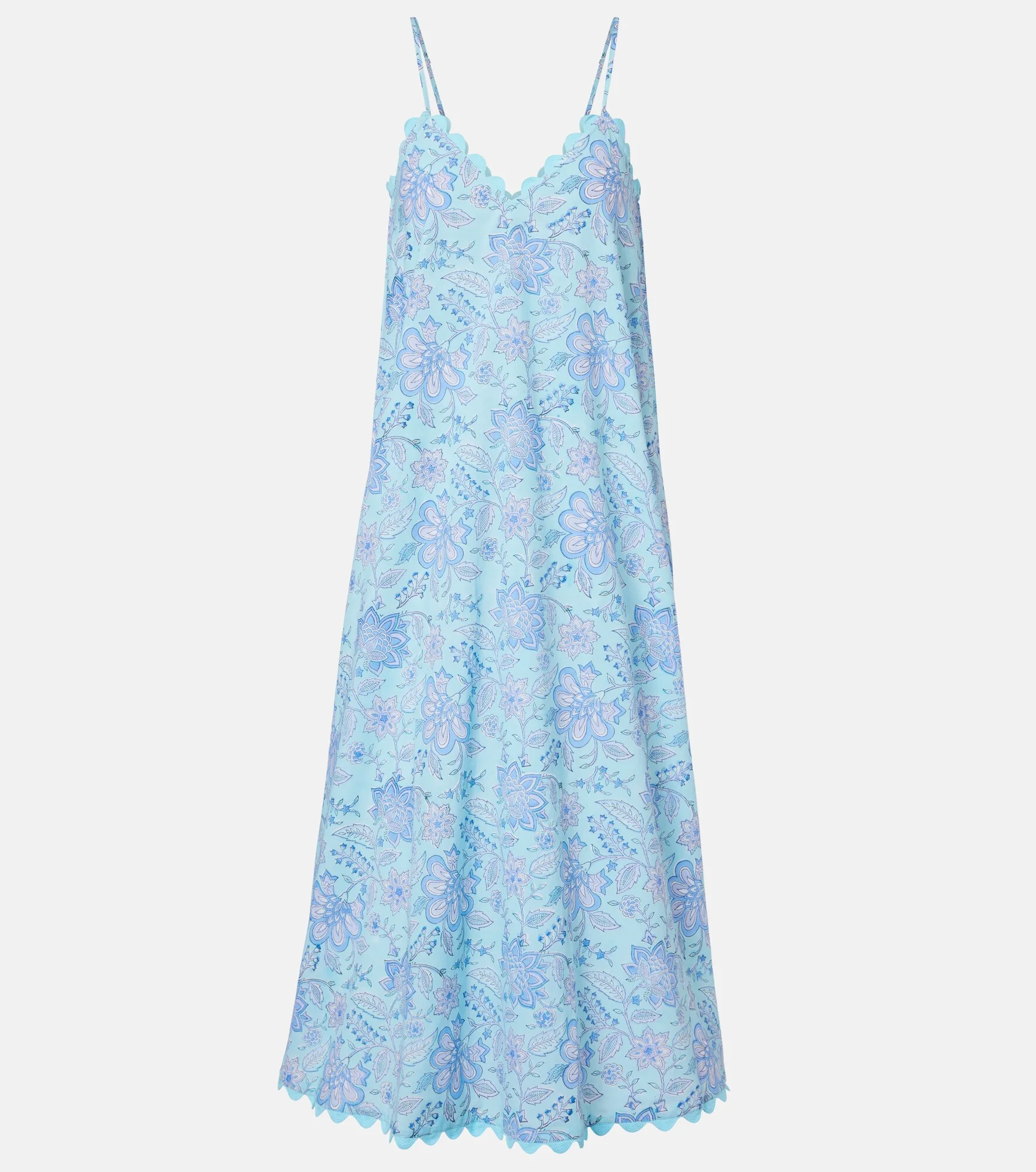 Floral scalloped cotton midi dress - 1