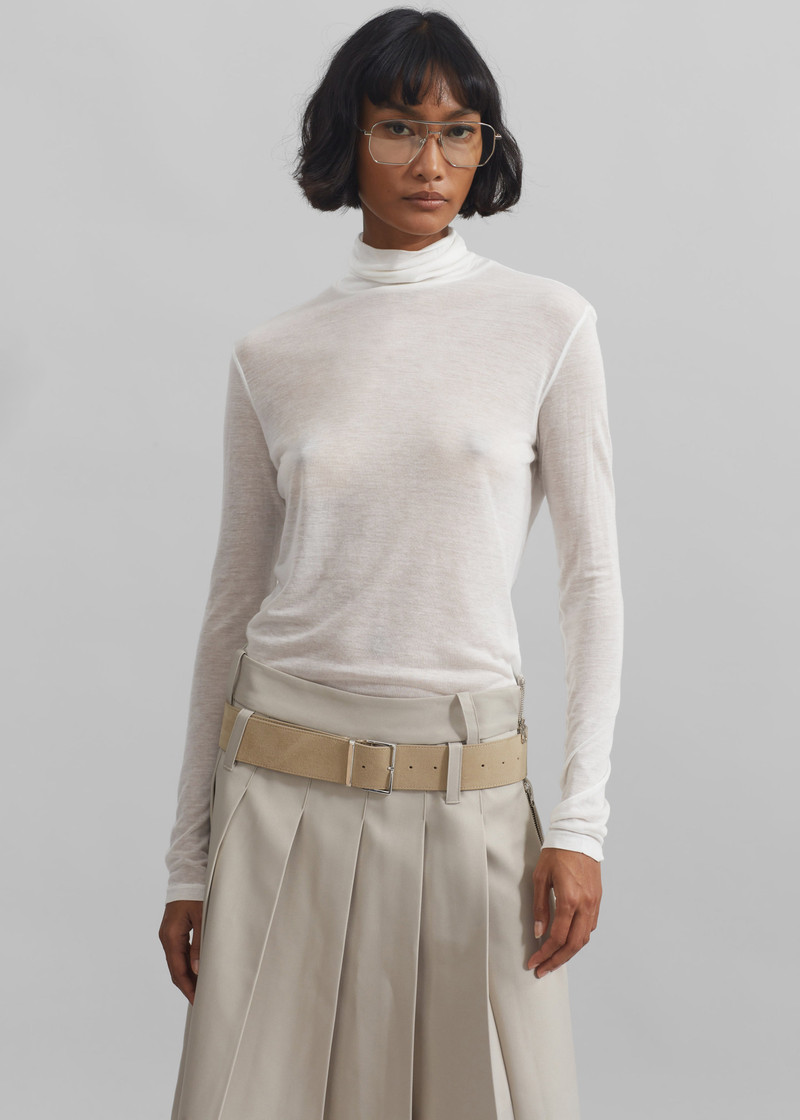 Evren Sheer Turtleneck - White 4