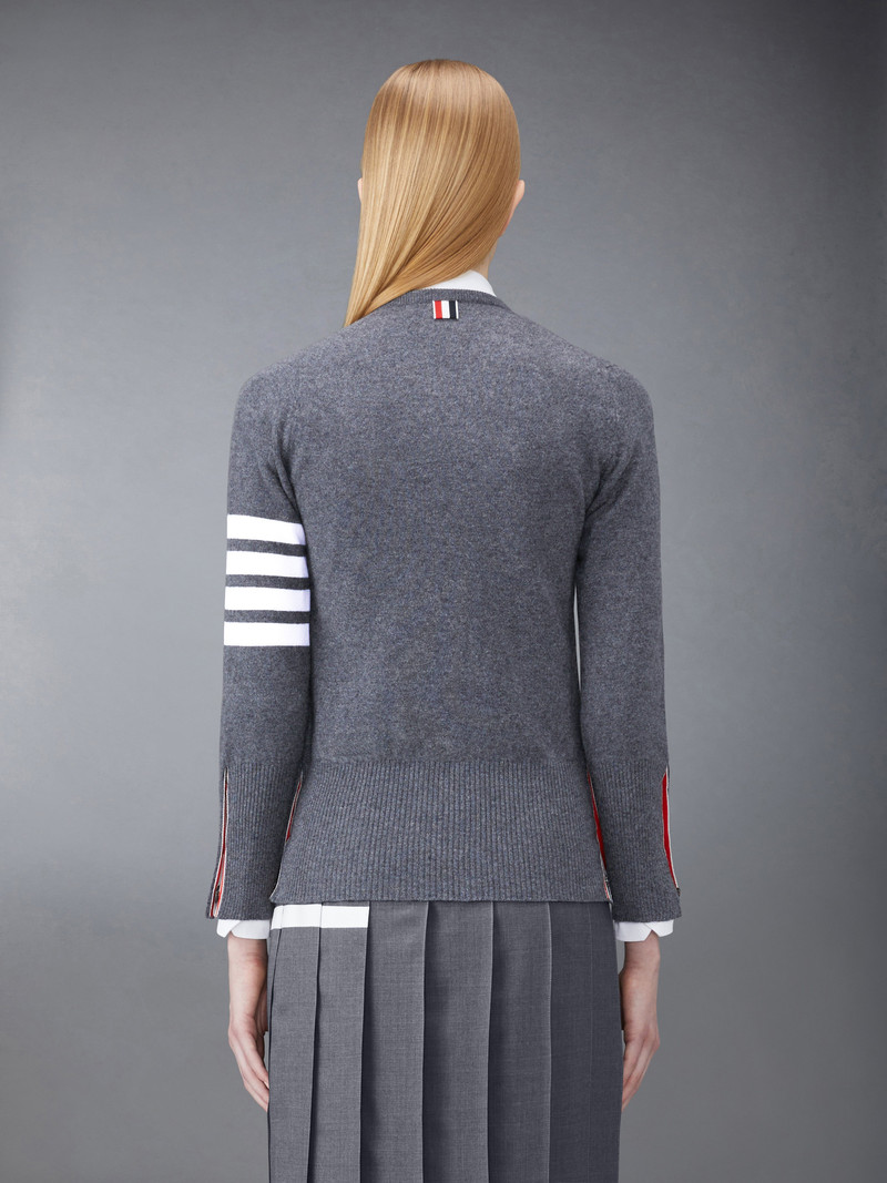 Thom Browne CLASSIC CASHMERE 4-BAR CREW NECK CARDIGAN outlook