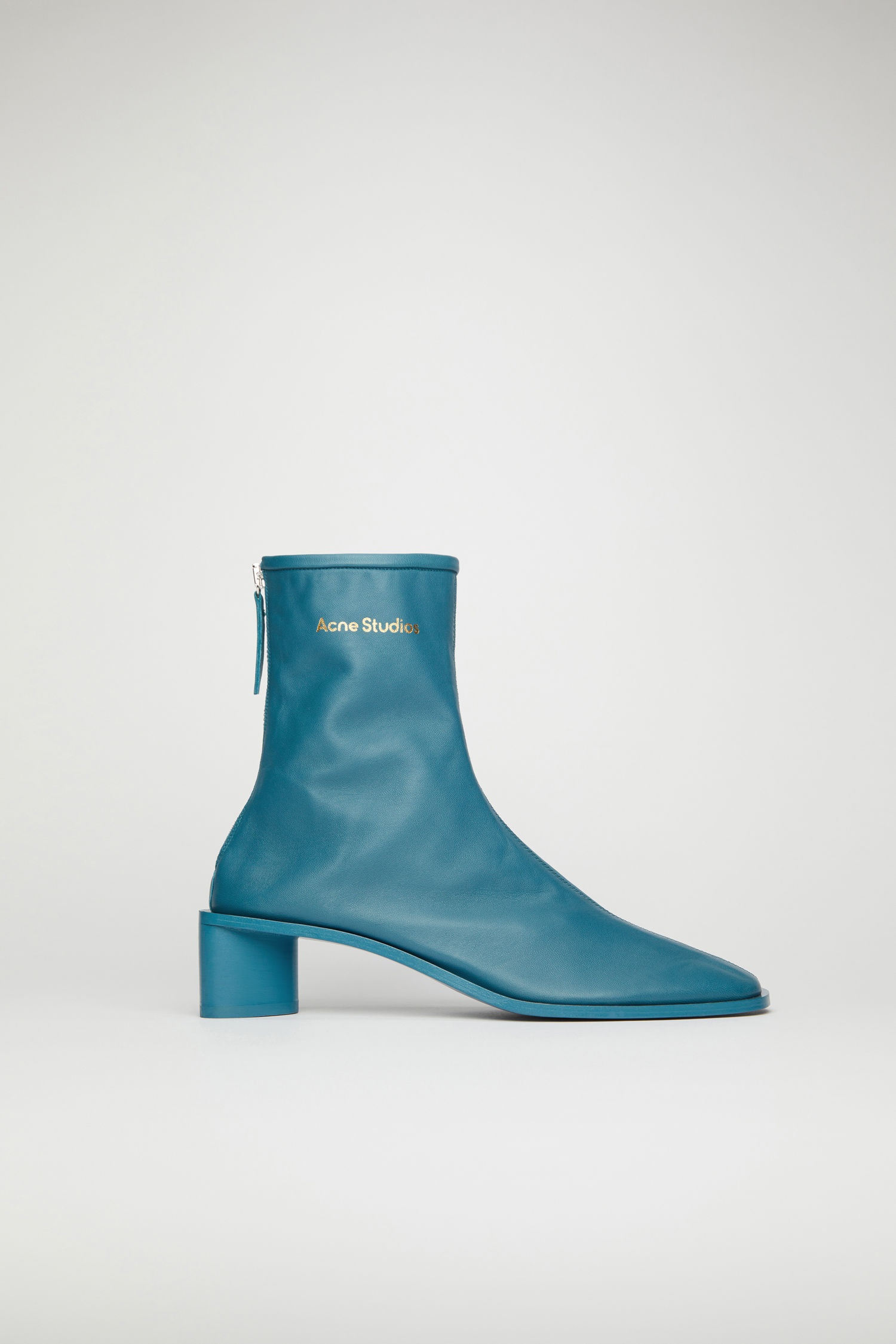 Branded leather boots teal blue/teal blue - 1