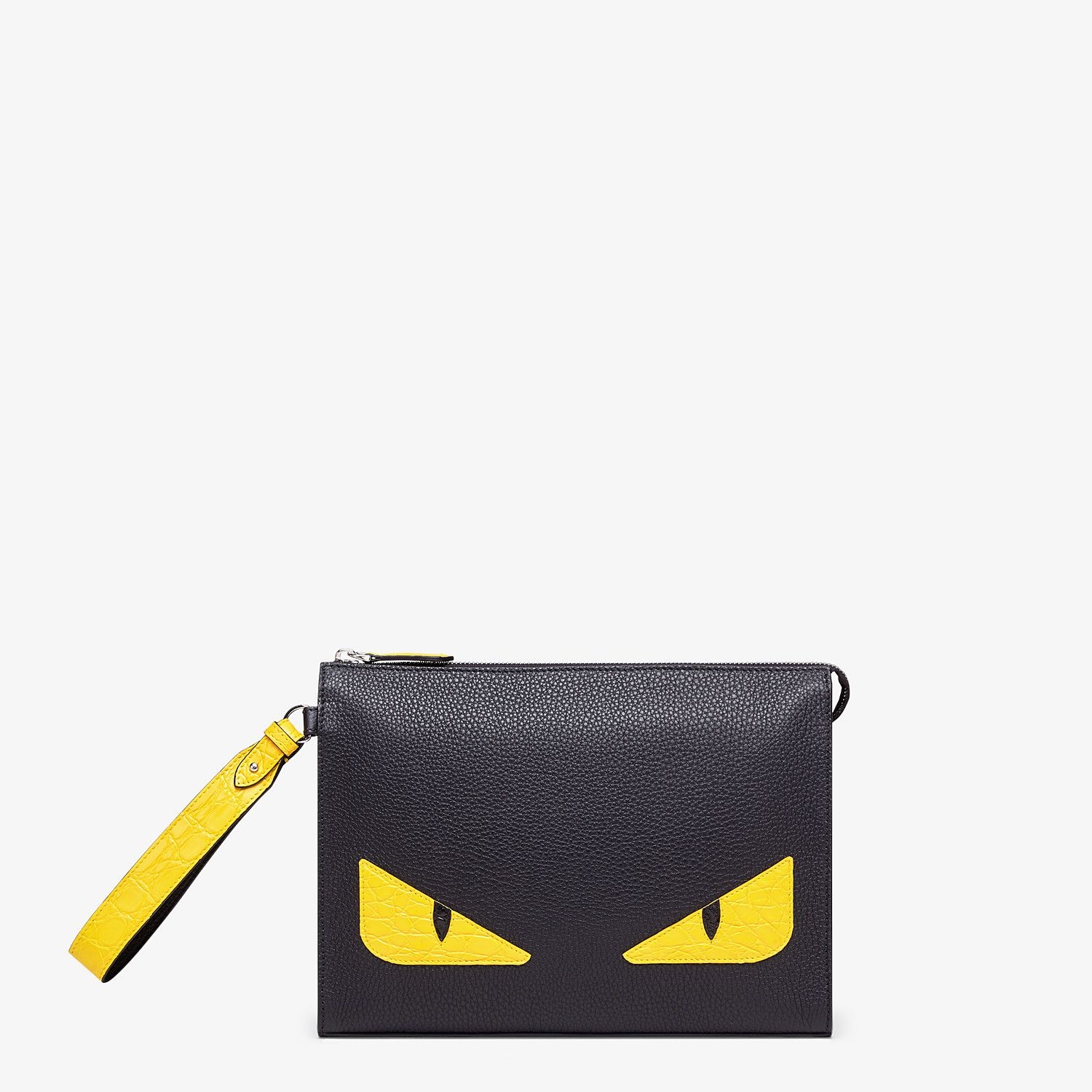 Black and yellow leather pouch - 1