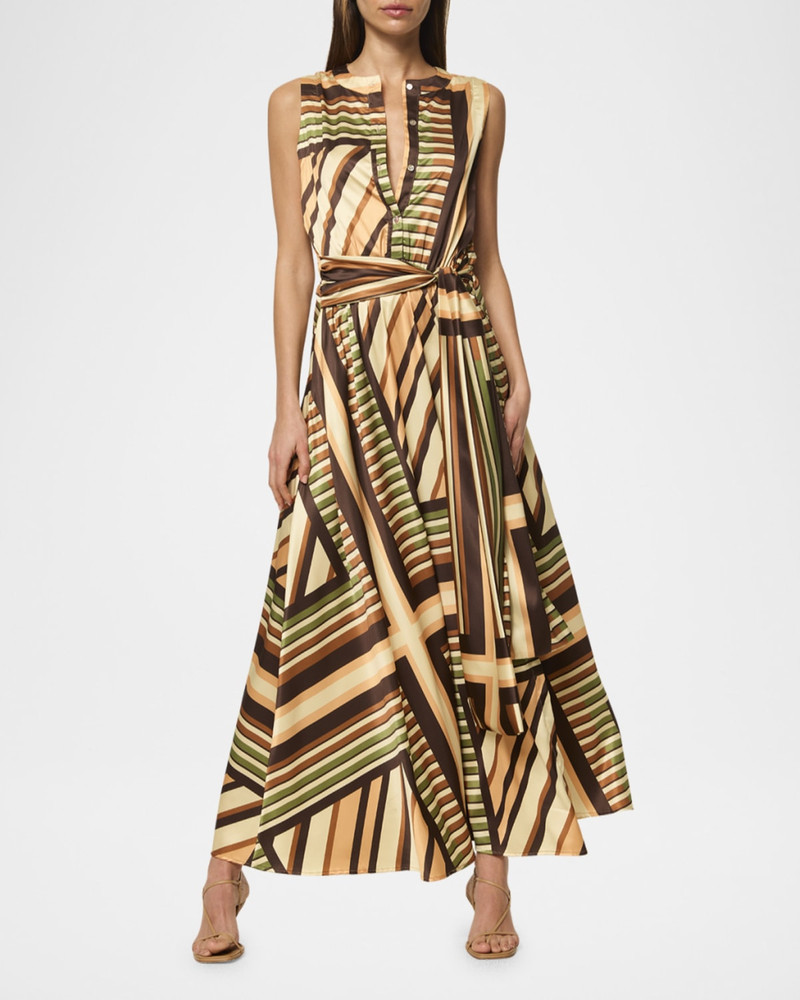 MISA Anabella Geometric Scarf Midi Dress outlook