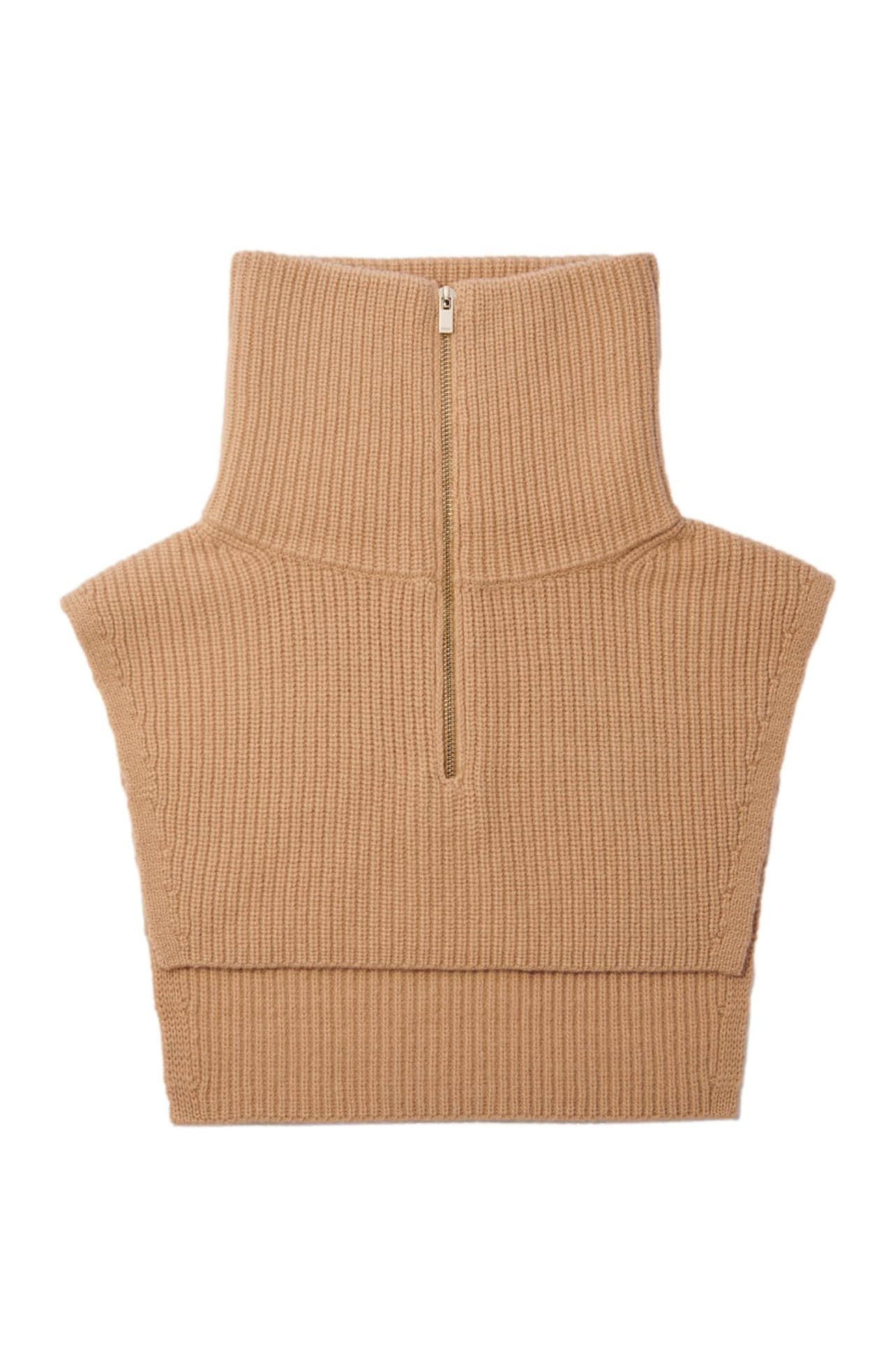 maje Cashmere/wool zip-up neck warmer in Camel at Nordstrom - 1