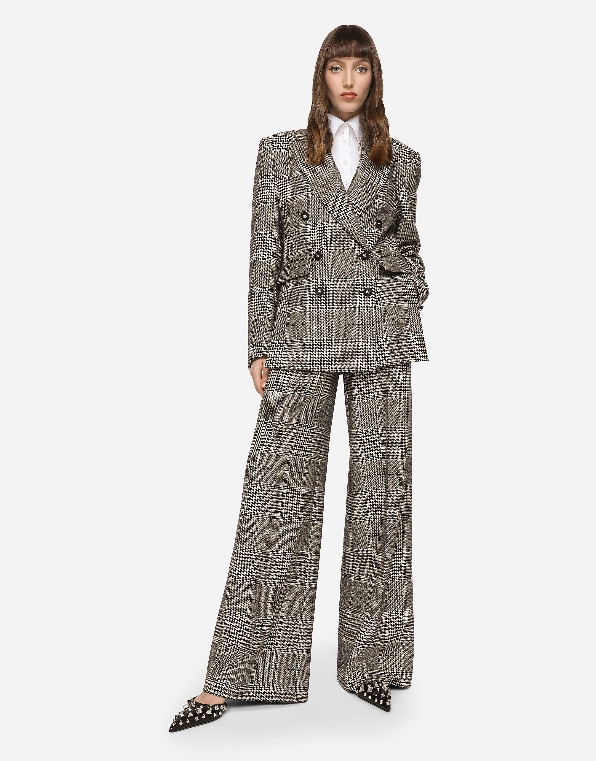 Flared glen plaid pants - 5