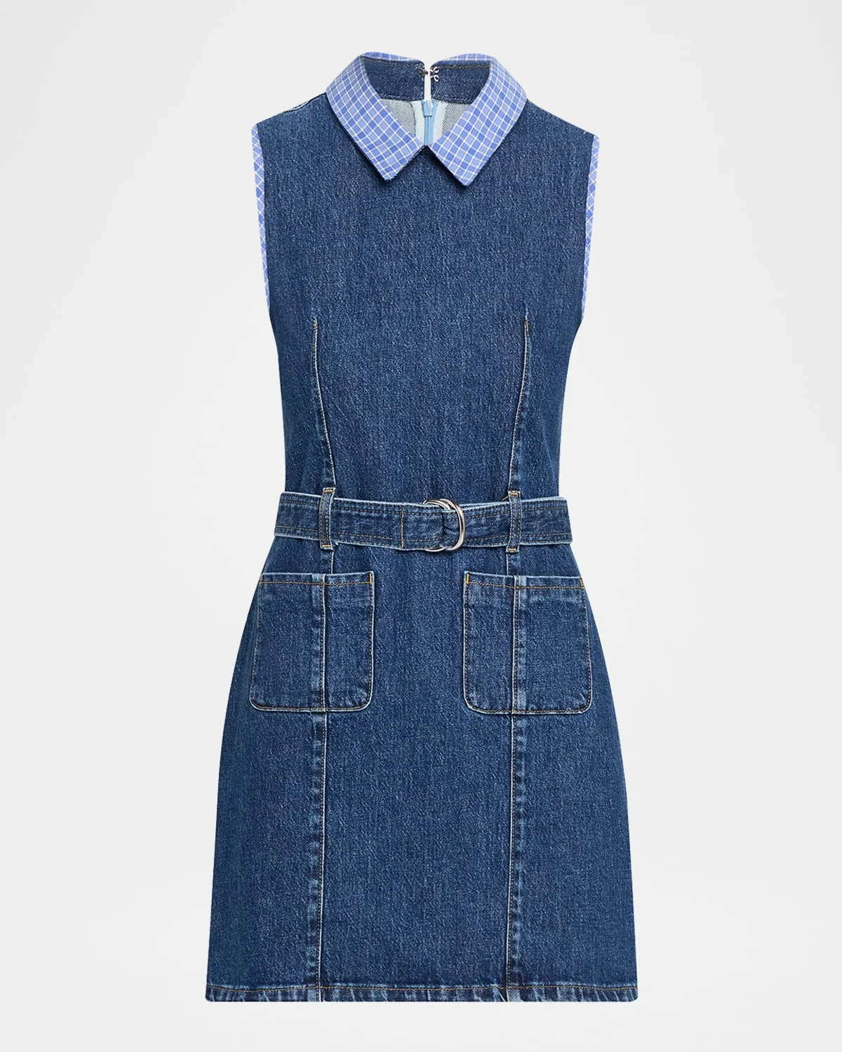 Kyra Sleeveless Belted Denim Mini Dress - 1