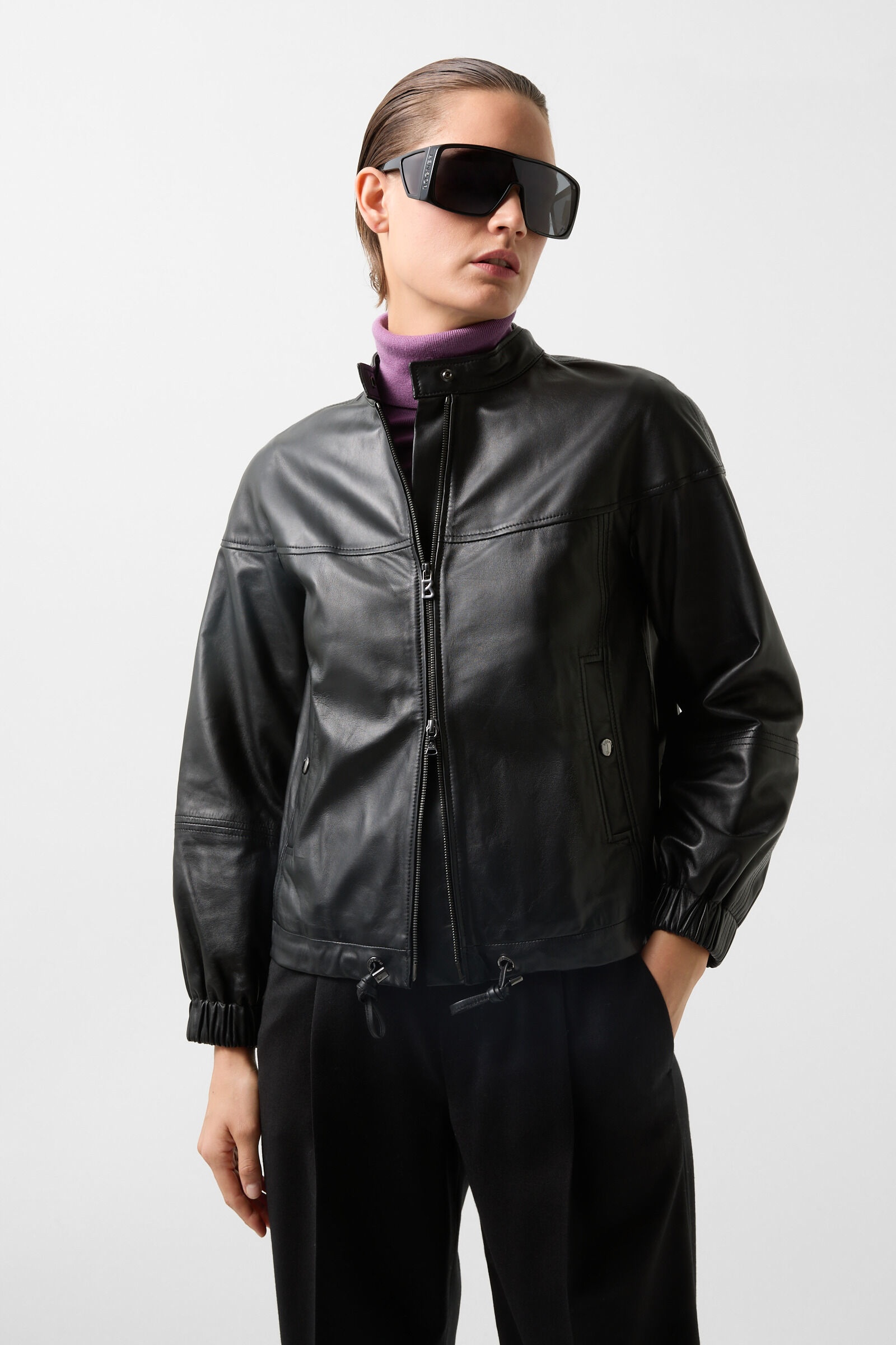 Carol Leather blouson in Black - 2