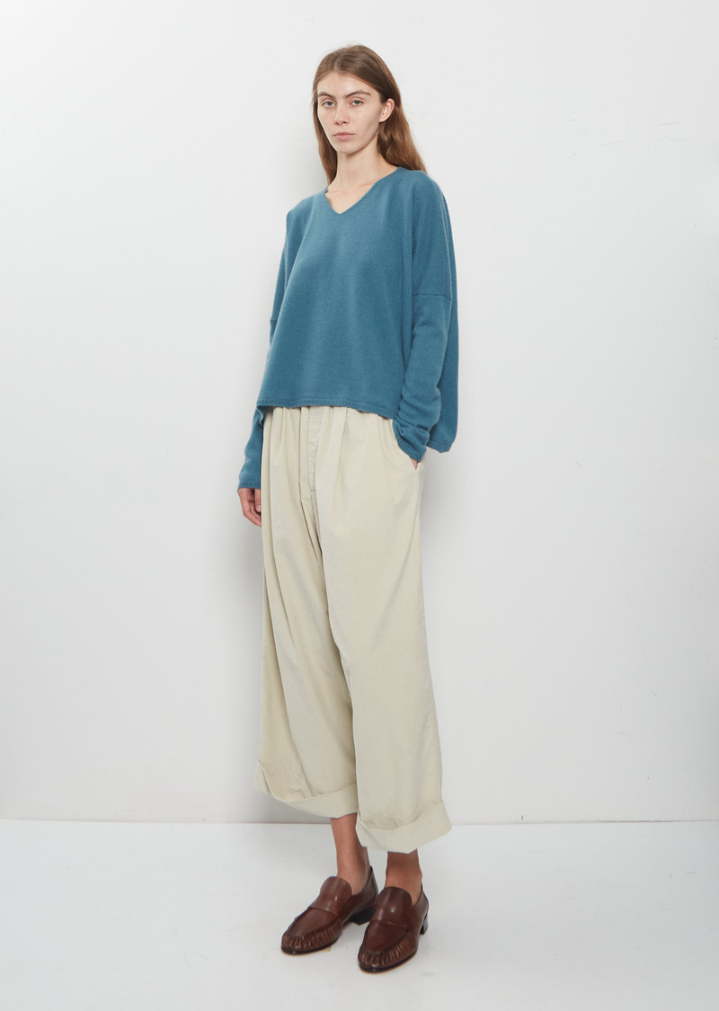 Cashmere V-Neck Sweater — Teal 4