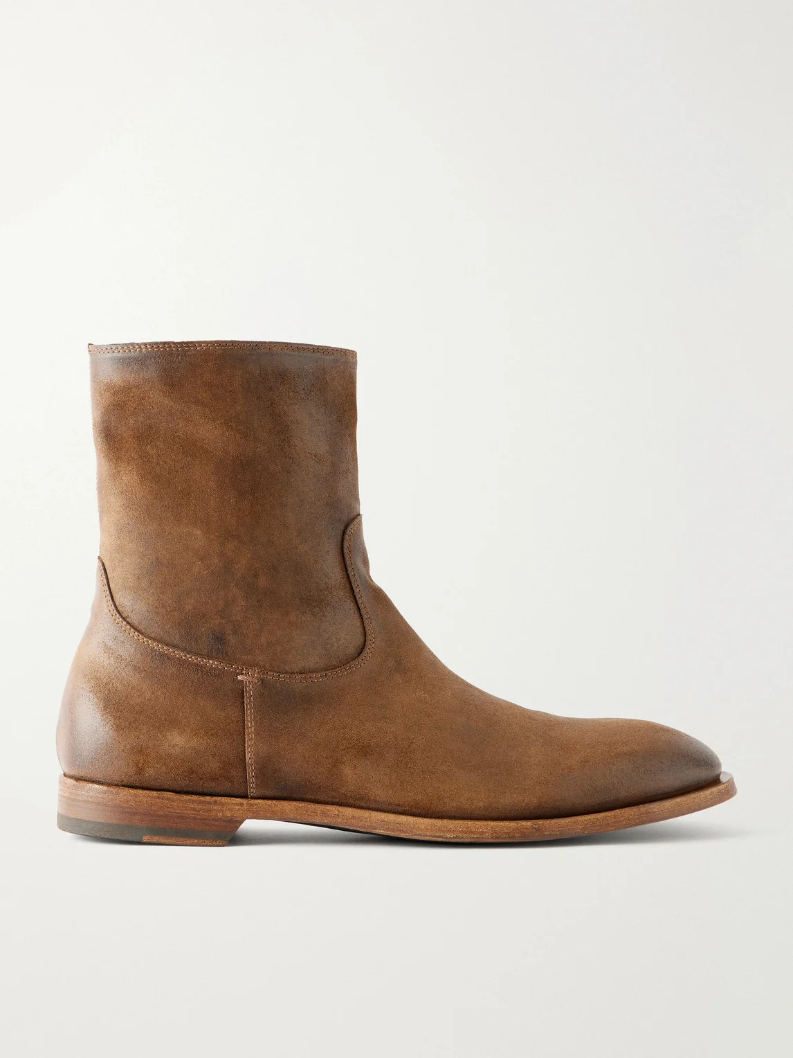 Waxed-Suede Biker Boots - 1