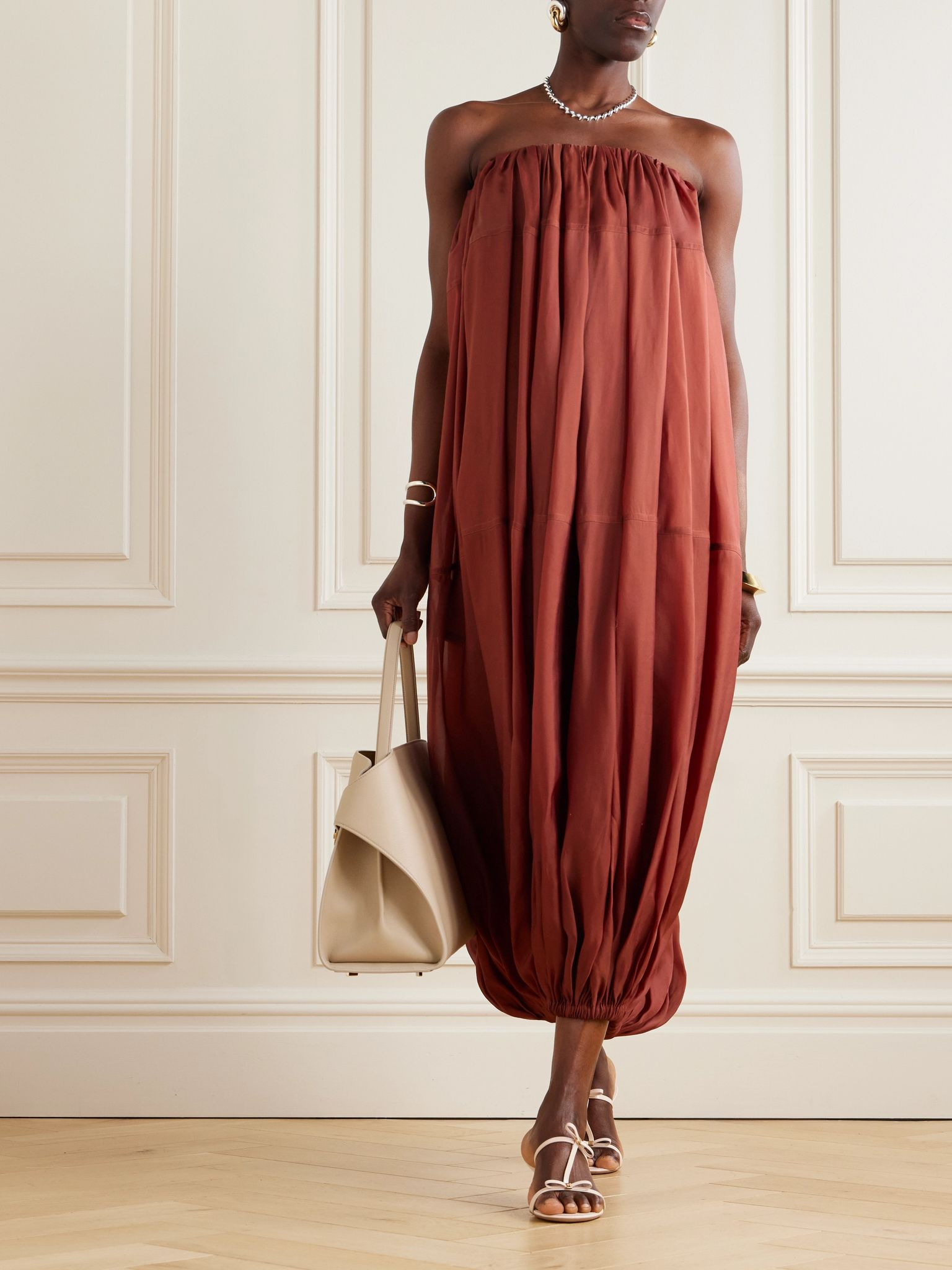 Strapless jersey gown Red - 2
