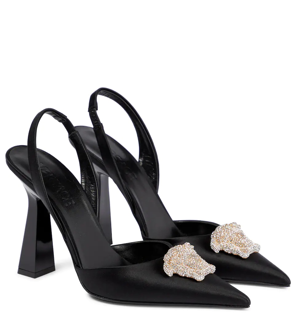 La Medusa satin slingback pumps - 1