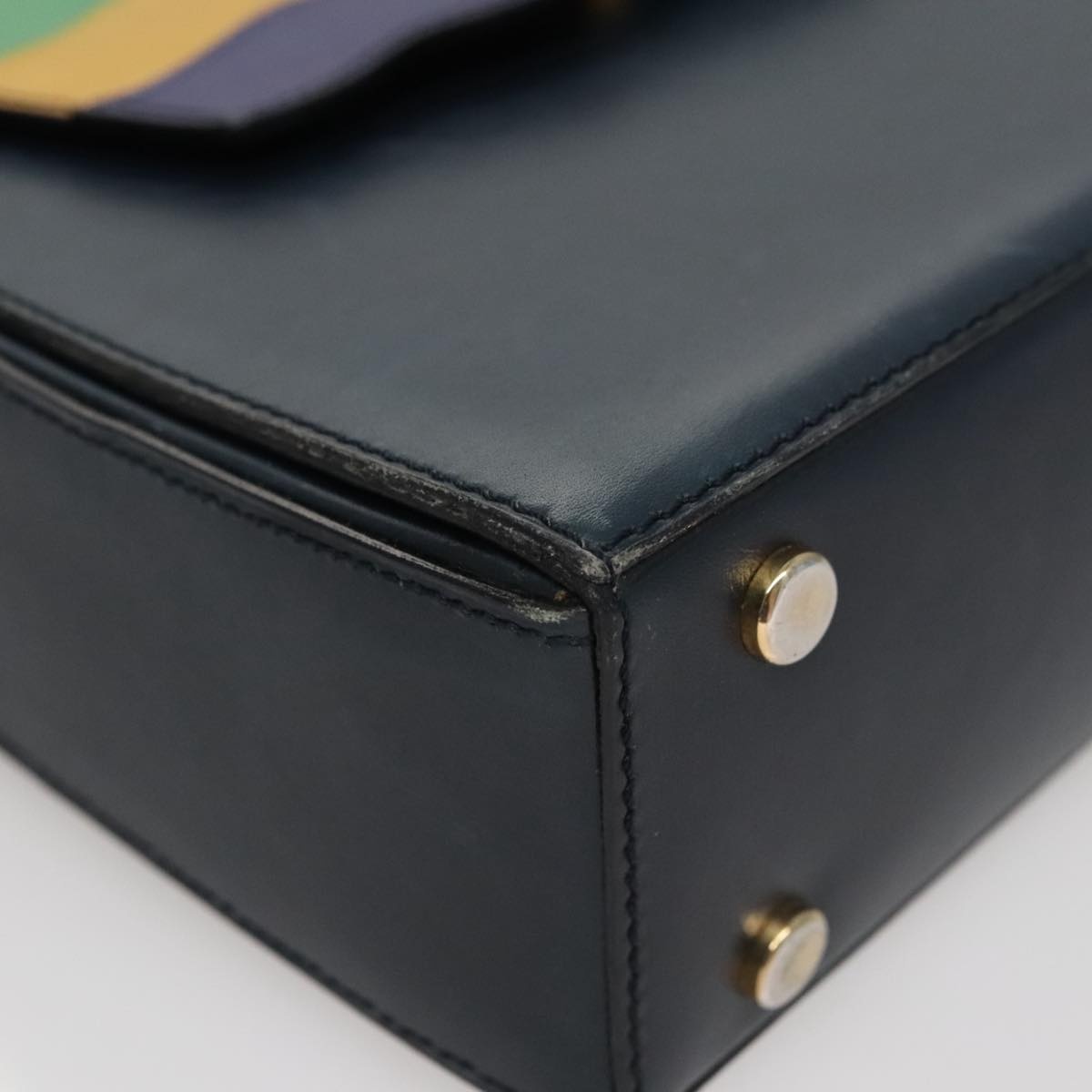 CELINE Hand Bag Leather Navy Red Yellow - 14