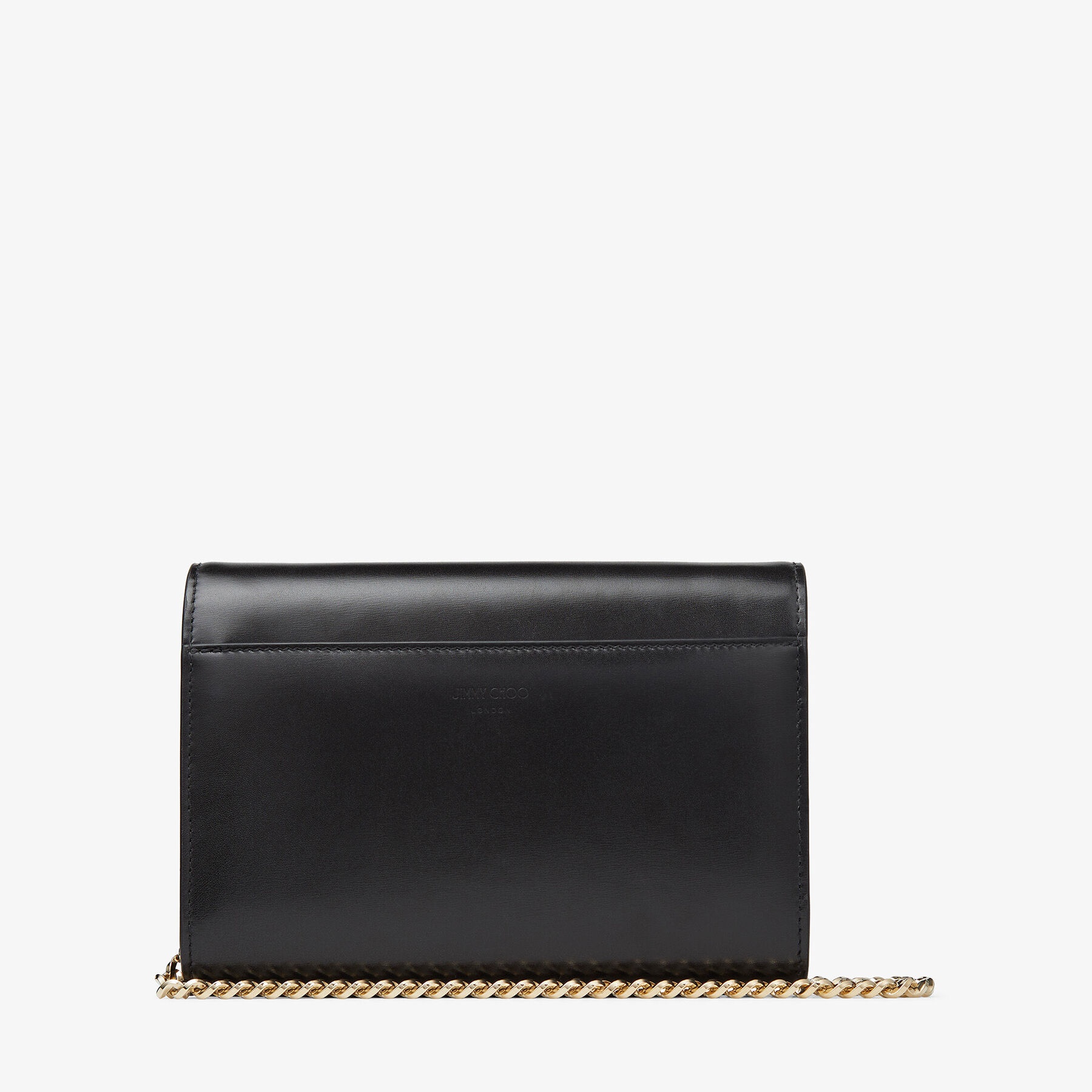 Varenne Clutch
Black Leather Clutch Bag with Crystal Bar and Gold JC Emblem - 7