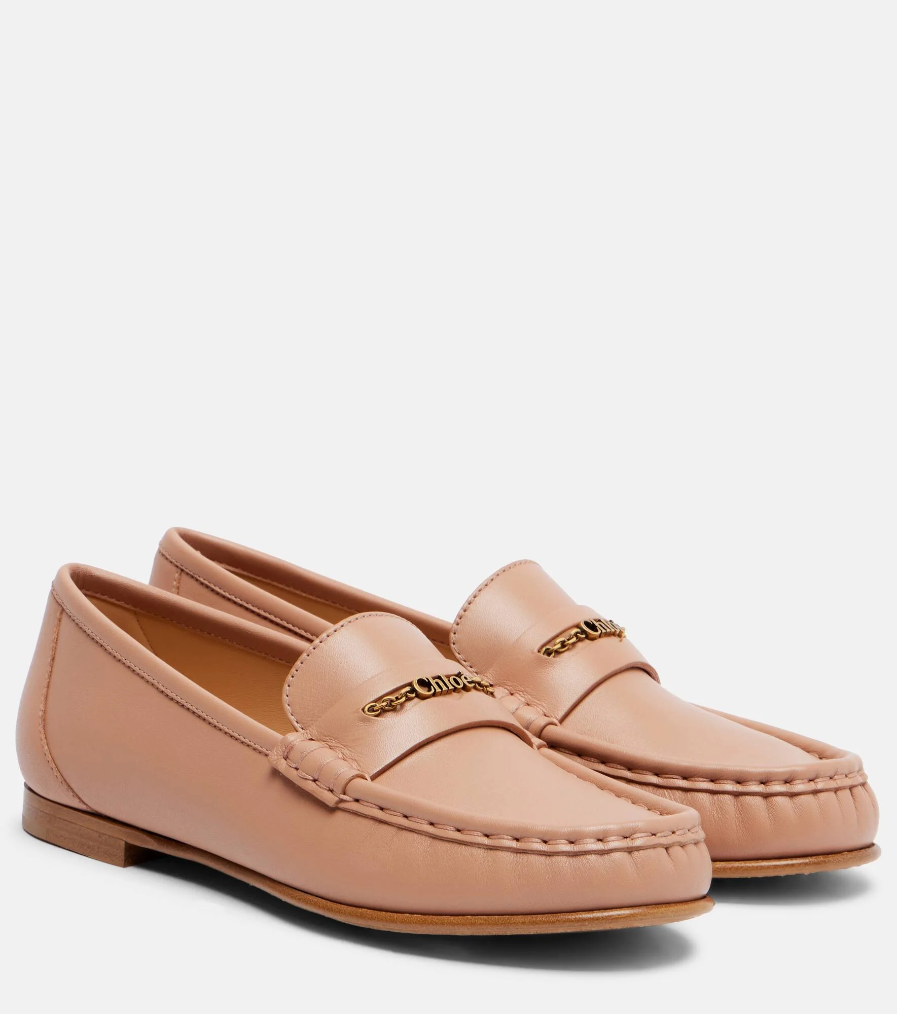Chloé logo embellished leather loafers - 1