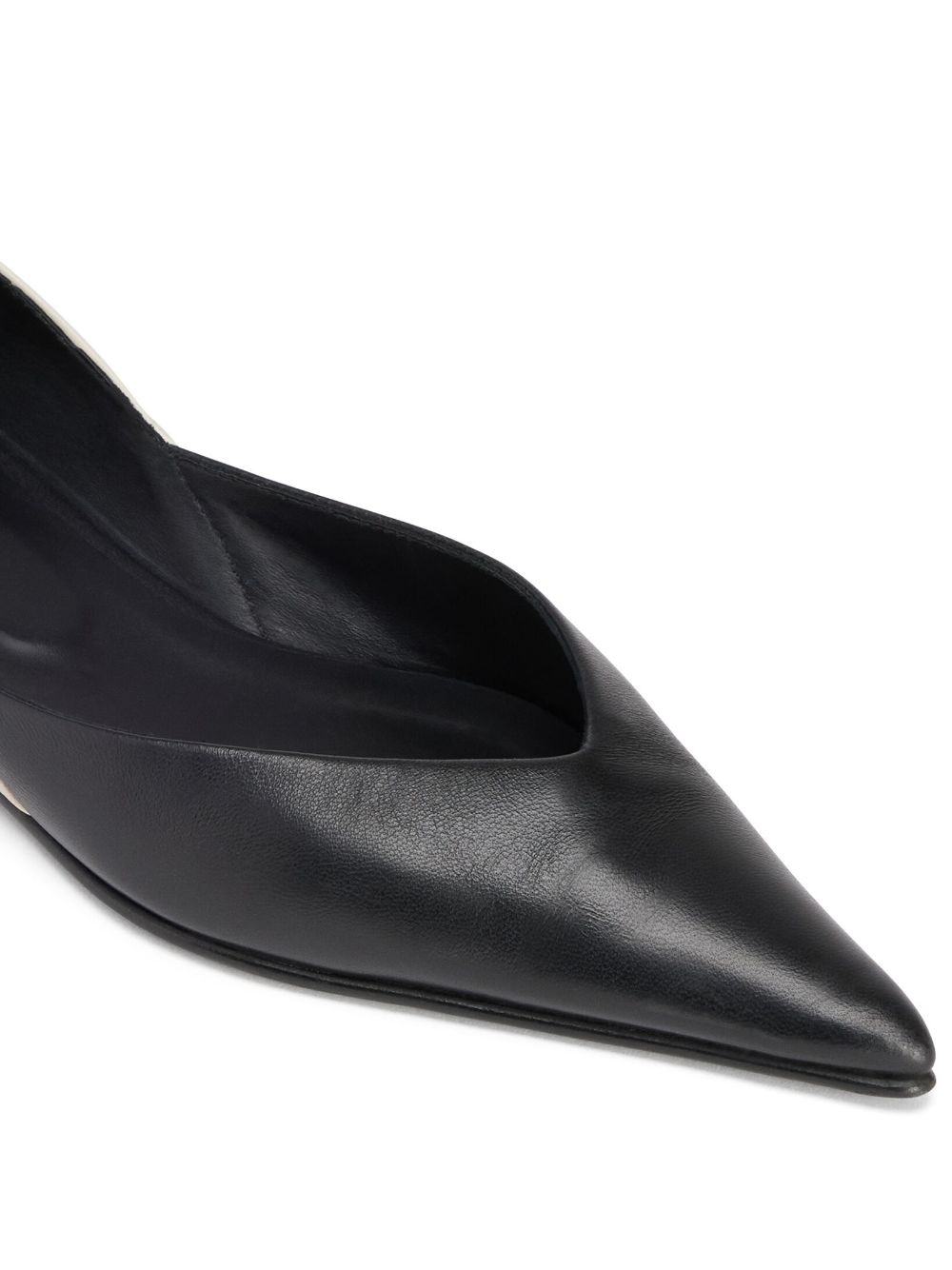 pointed flat leather pumps - 4