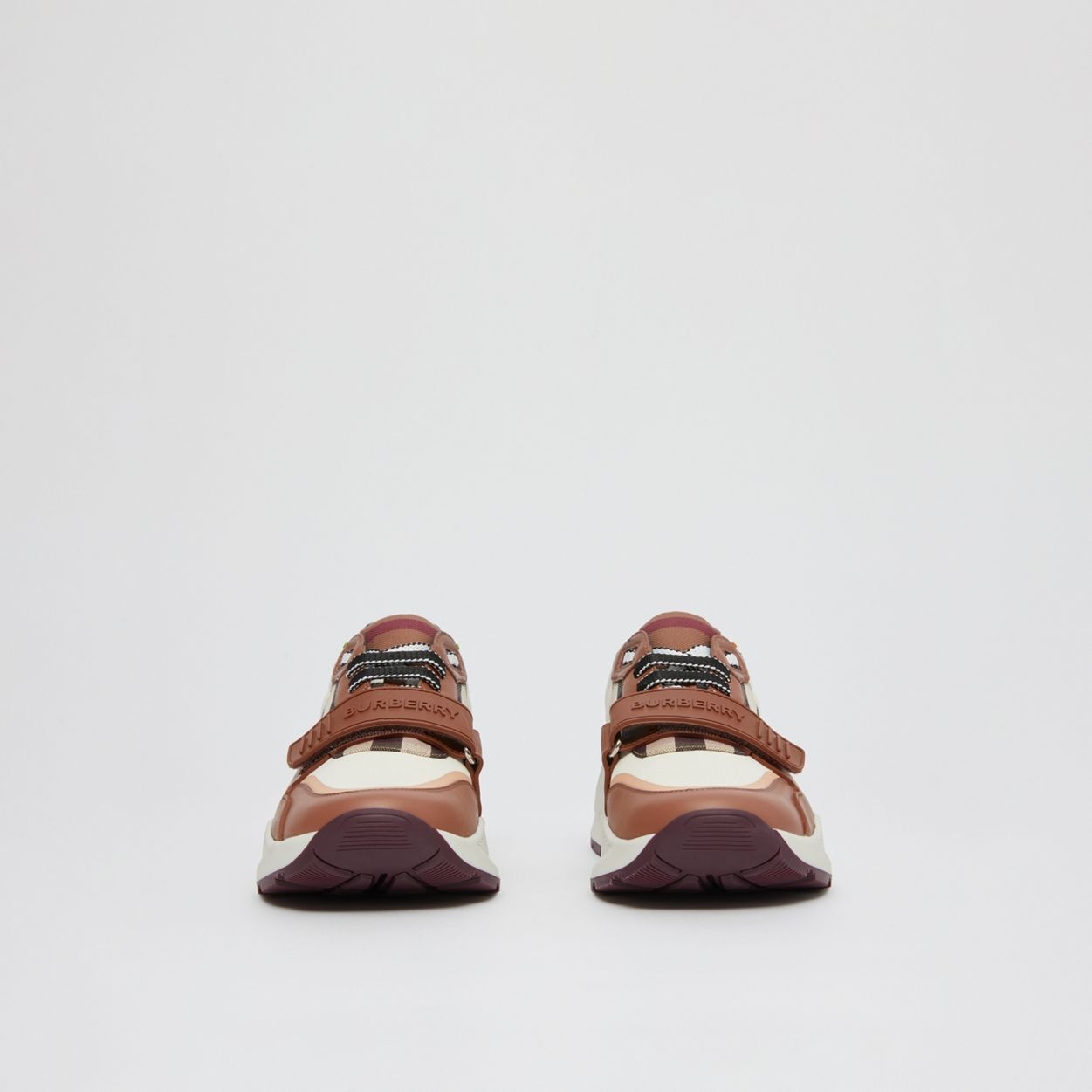Check Cotton, Nylon and Leather Sneakers - 4