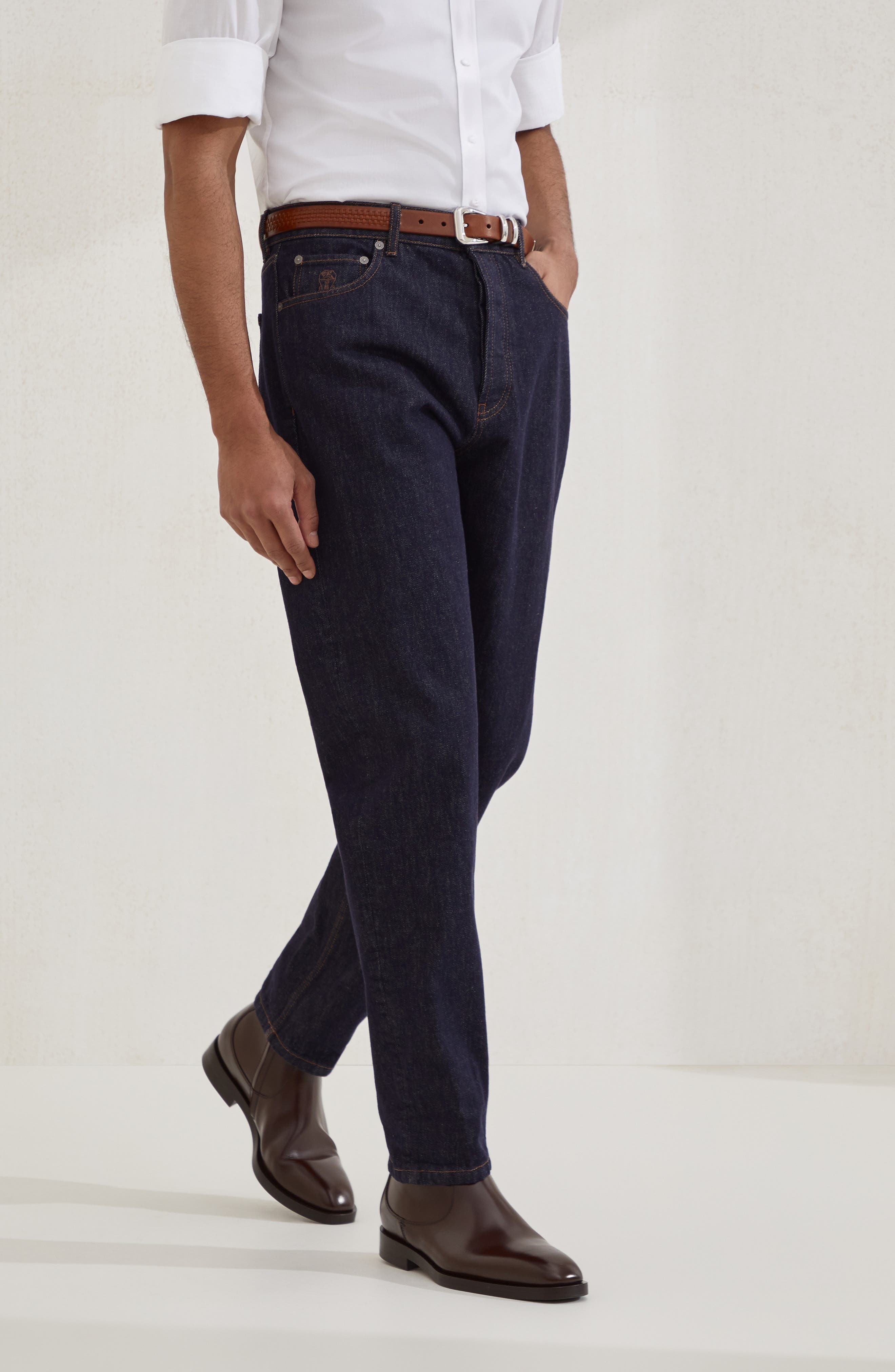 Brunello Cucinelli Iconic fit five-pocket trousers in Dark Denim at Nordstrom - 2
