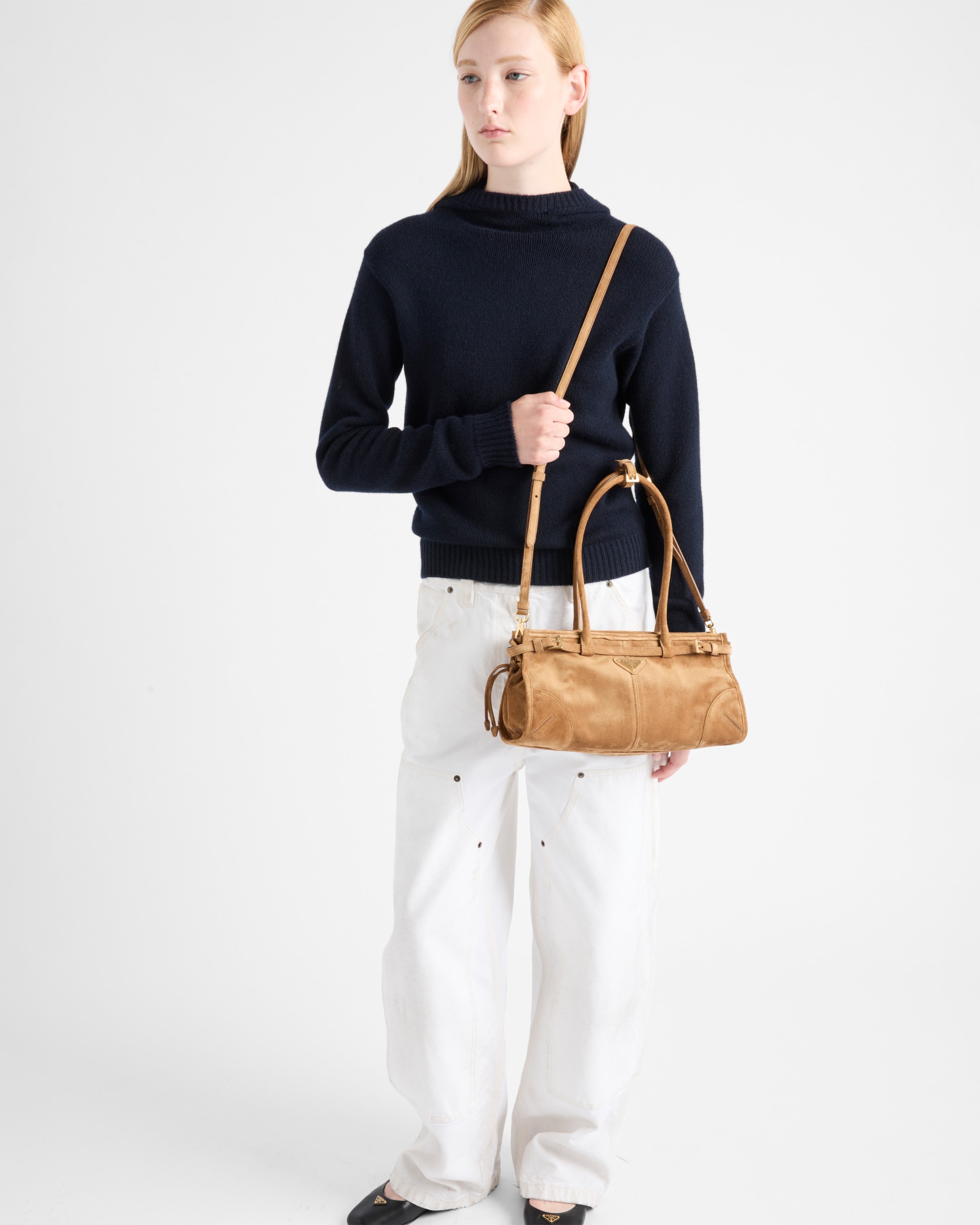 Prada Bonnie medium suede handbag - 9