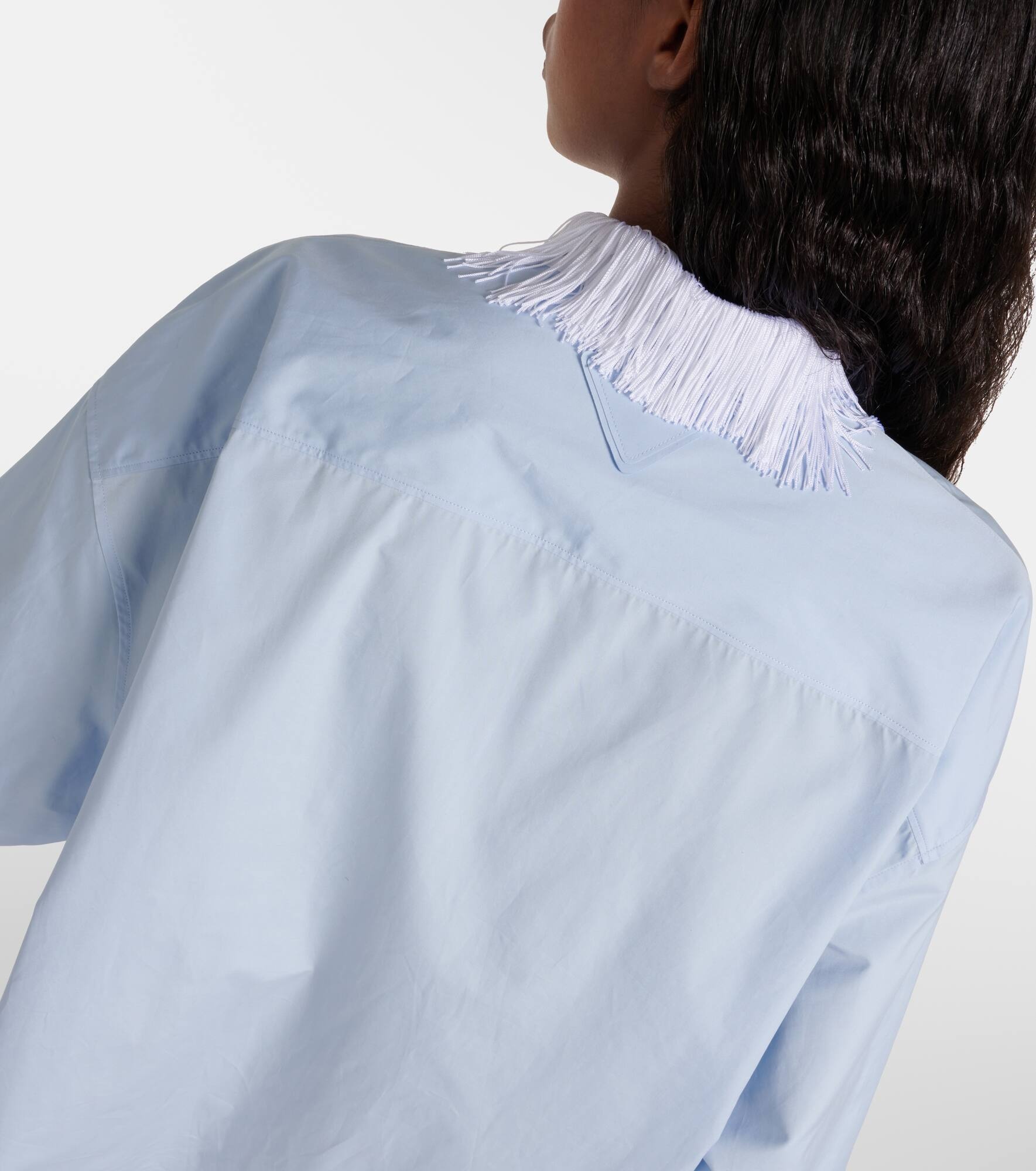 Fringe-trimmed cotton poplin shirt - 7