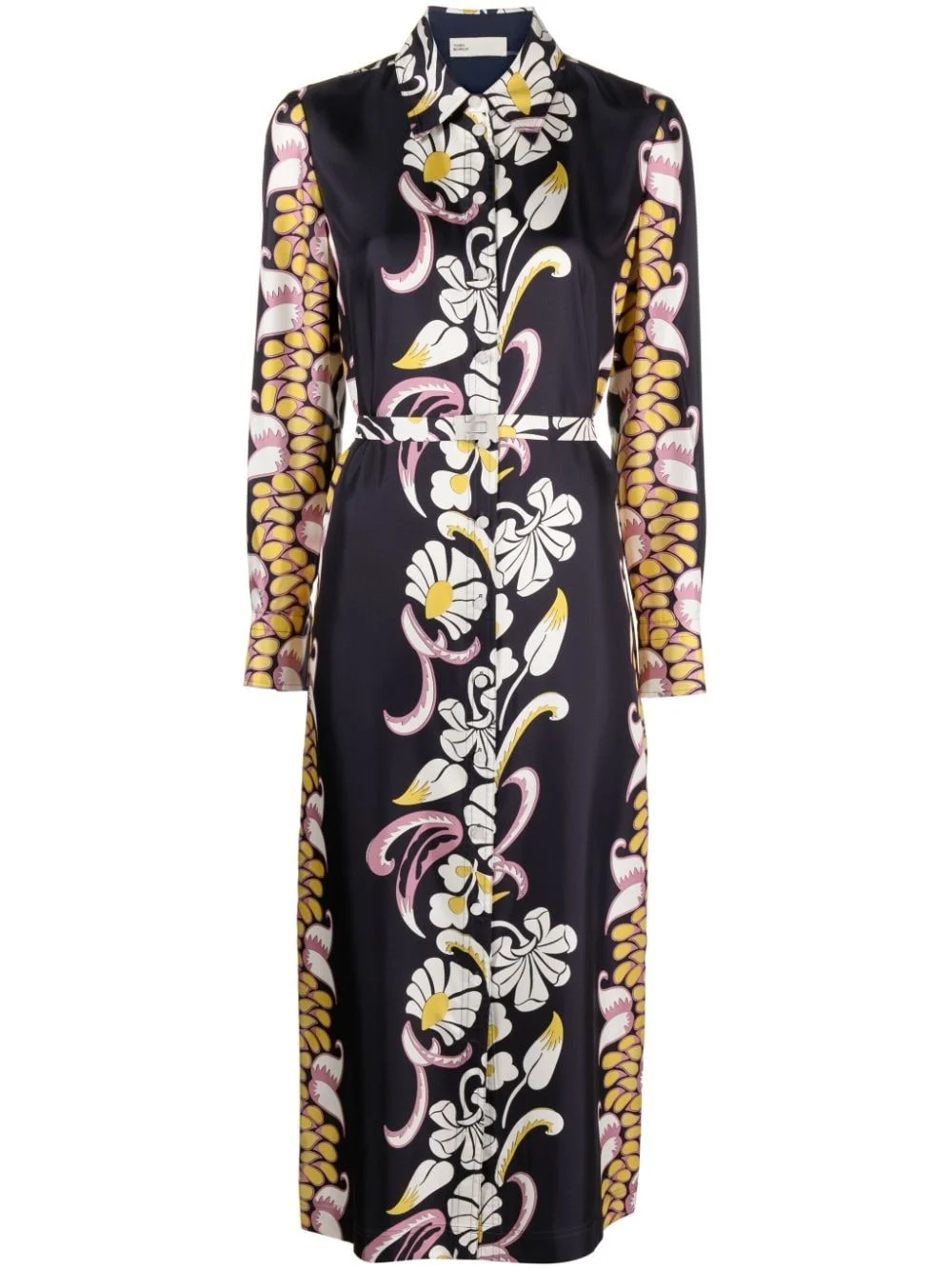 floral-print silk shirtdress - 1