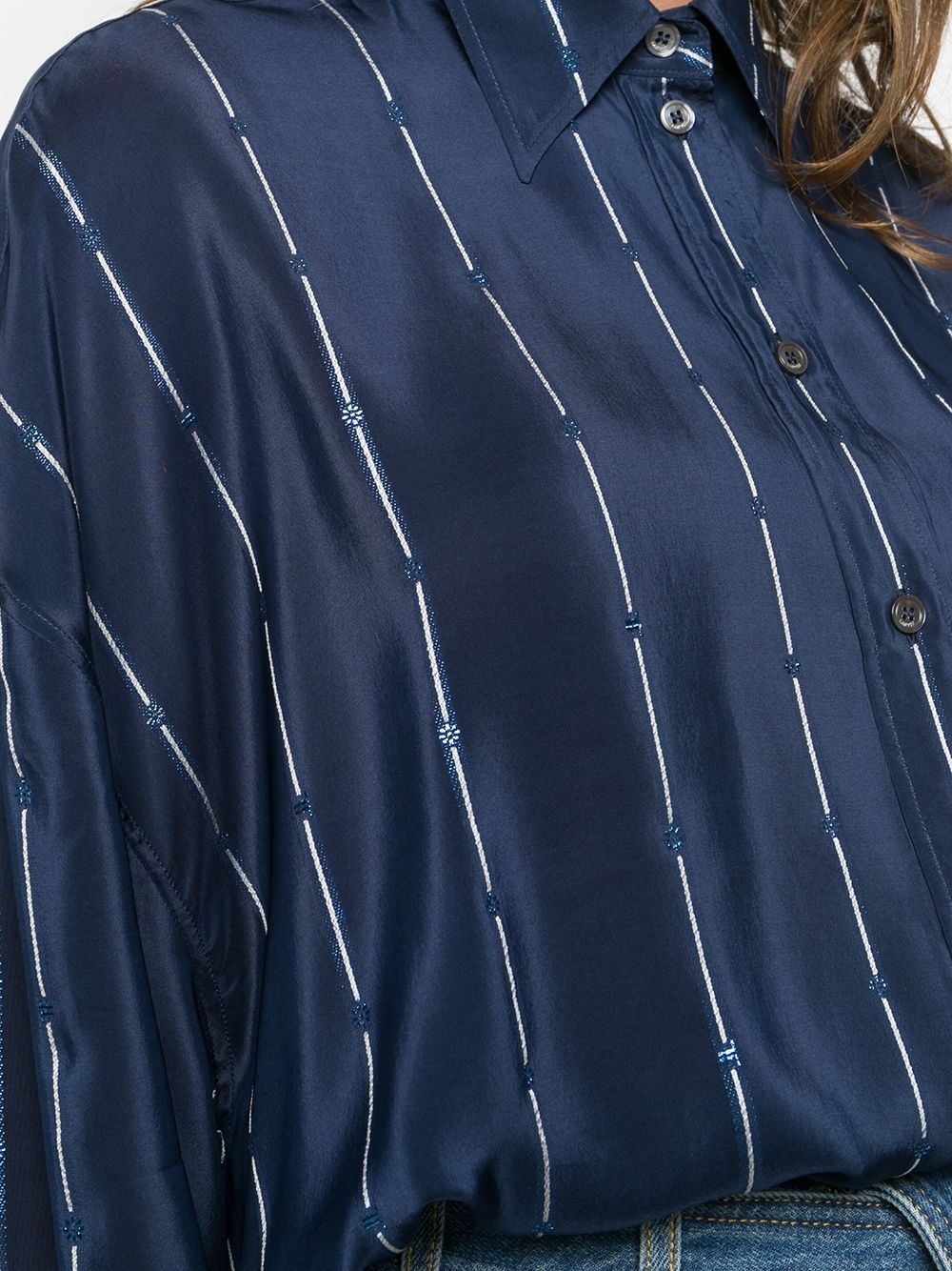 stripe-detail silk shirt - 5