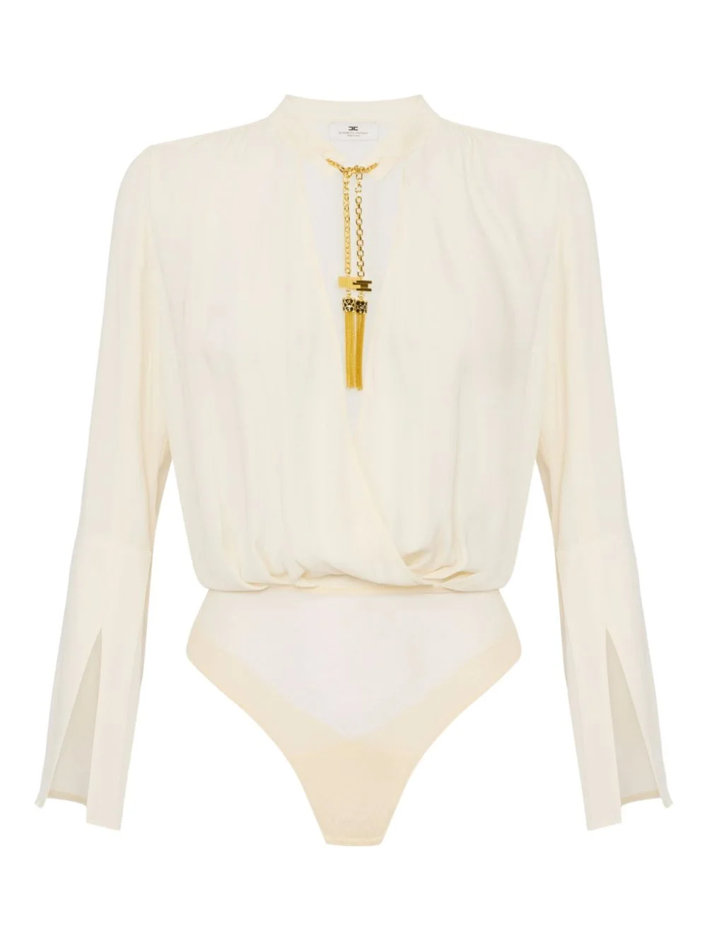 tassel-embellished georgette bodysuit - 1