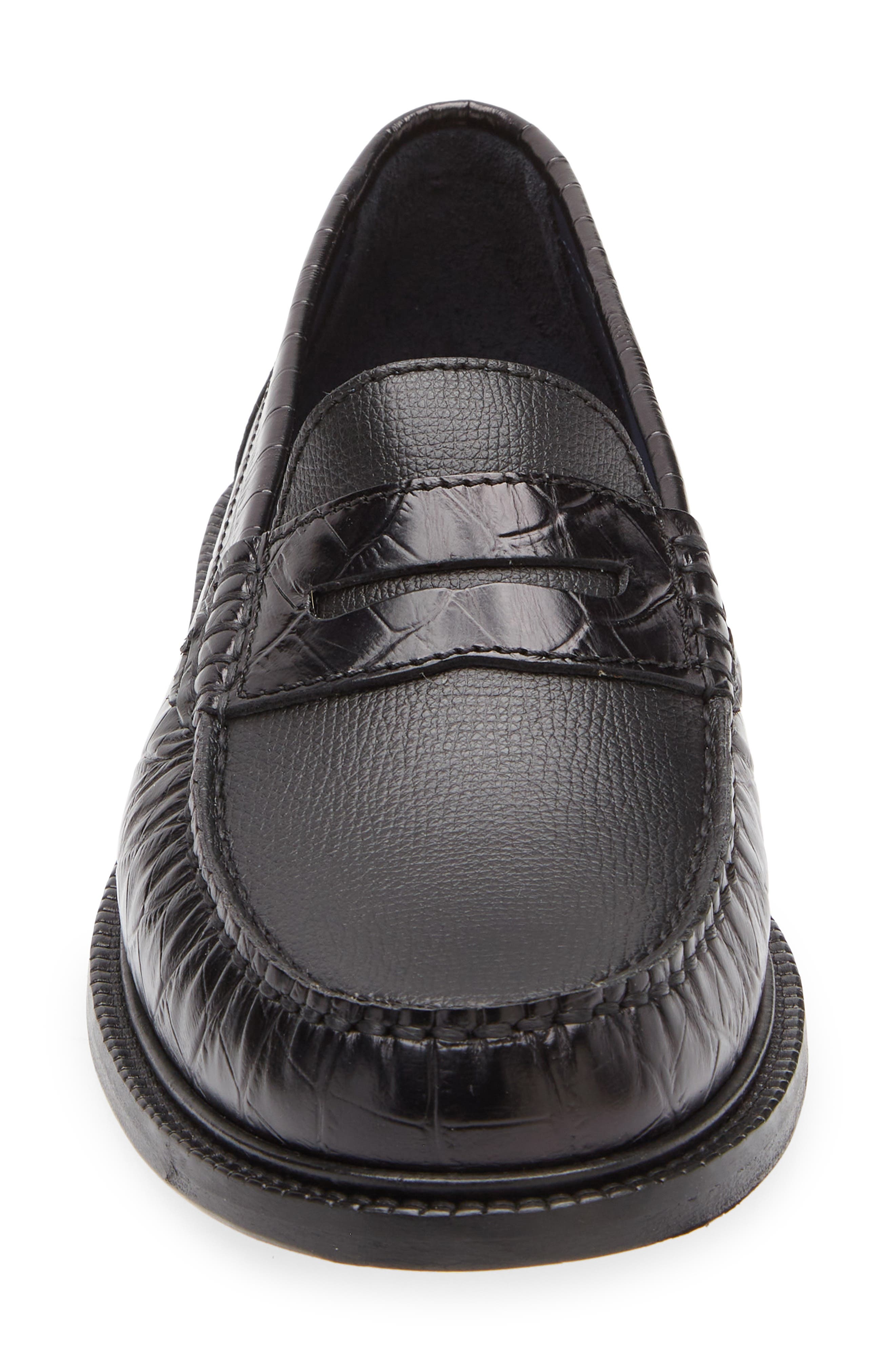 VINNY'S Yardee Penny Loafer in Black Croco at Nordstrom - 4