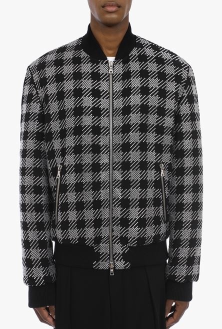 Bomber jacket with rhinestone gingham pattern - 5