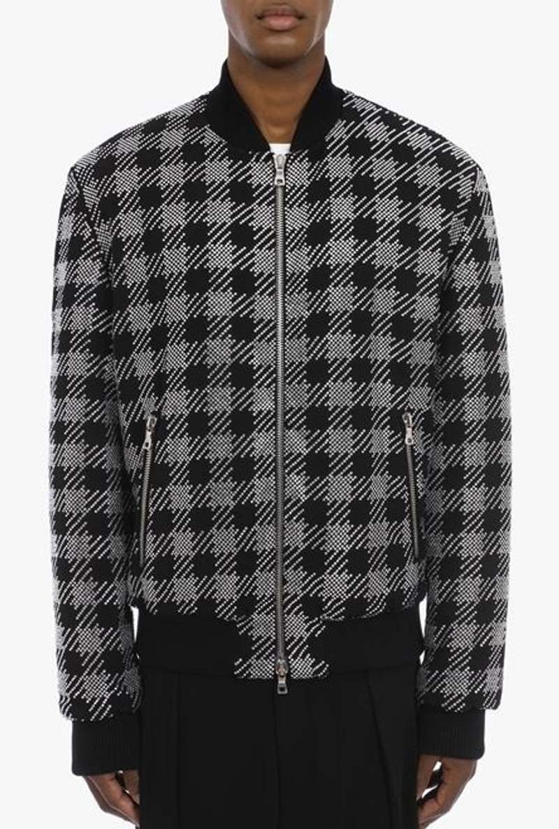 Bomber jacket with rhinestone gingham pattern 5