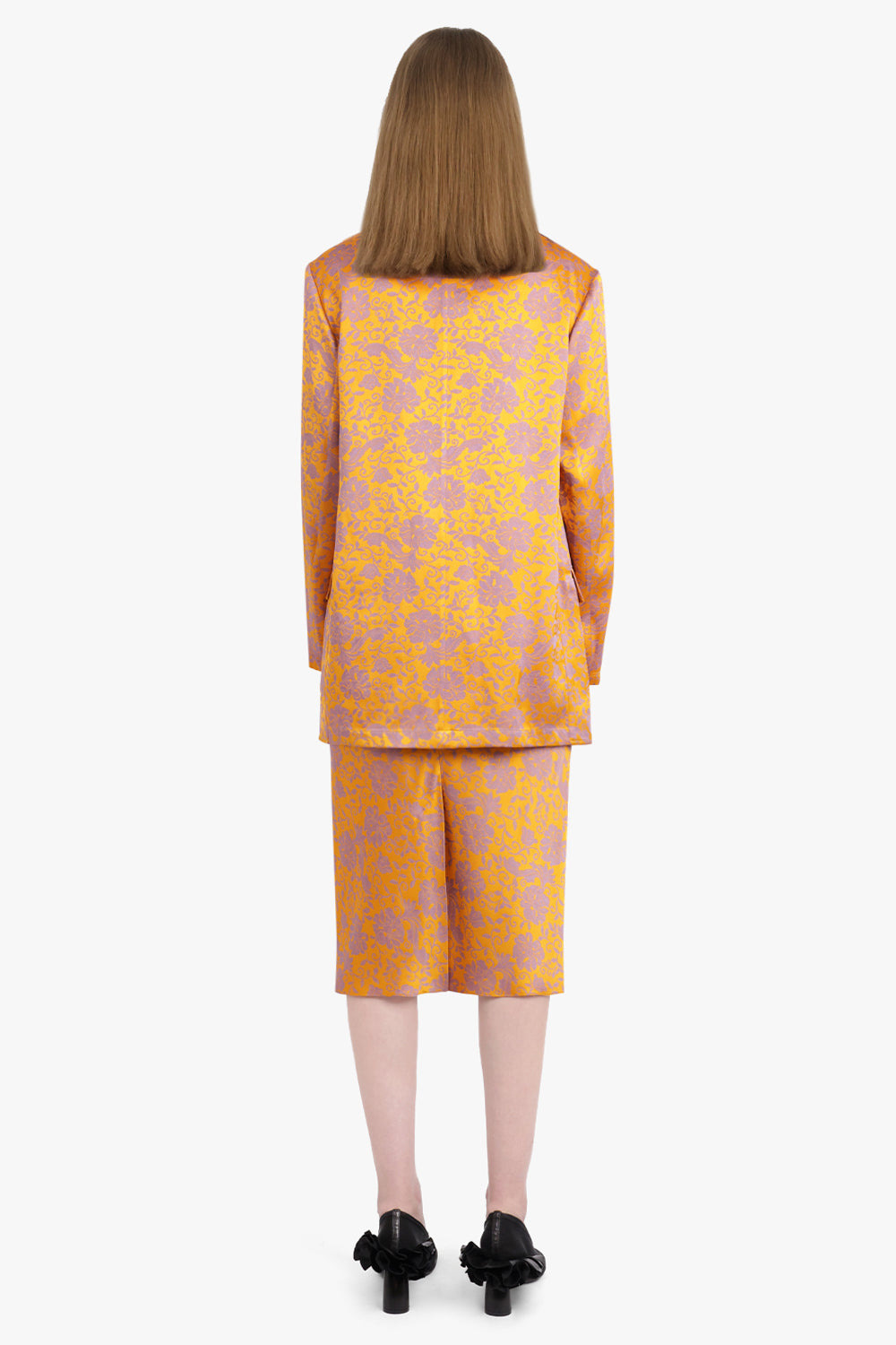 BASTI FLORAL JACQUARD SINGLE BREASTED  JACKET | MANDARIN/LILAC - 5