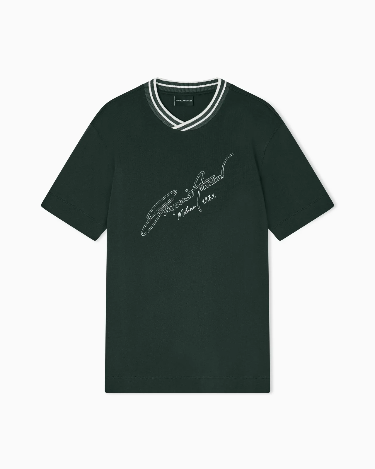 SLIM-FIT, HEAVY JERSEY T-SHIRT WITH LOGO SIGNATURE EMBROIDERY - 1