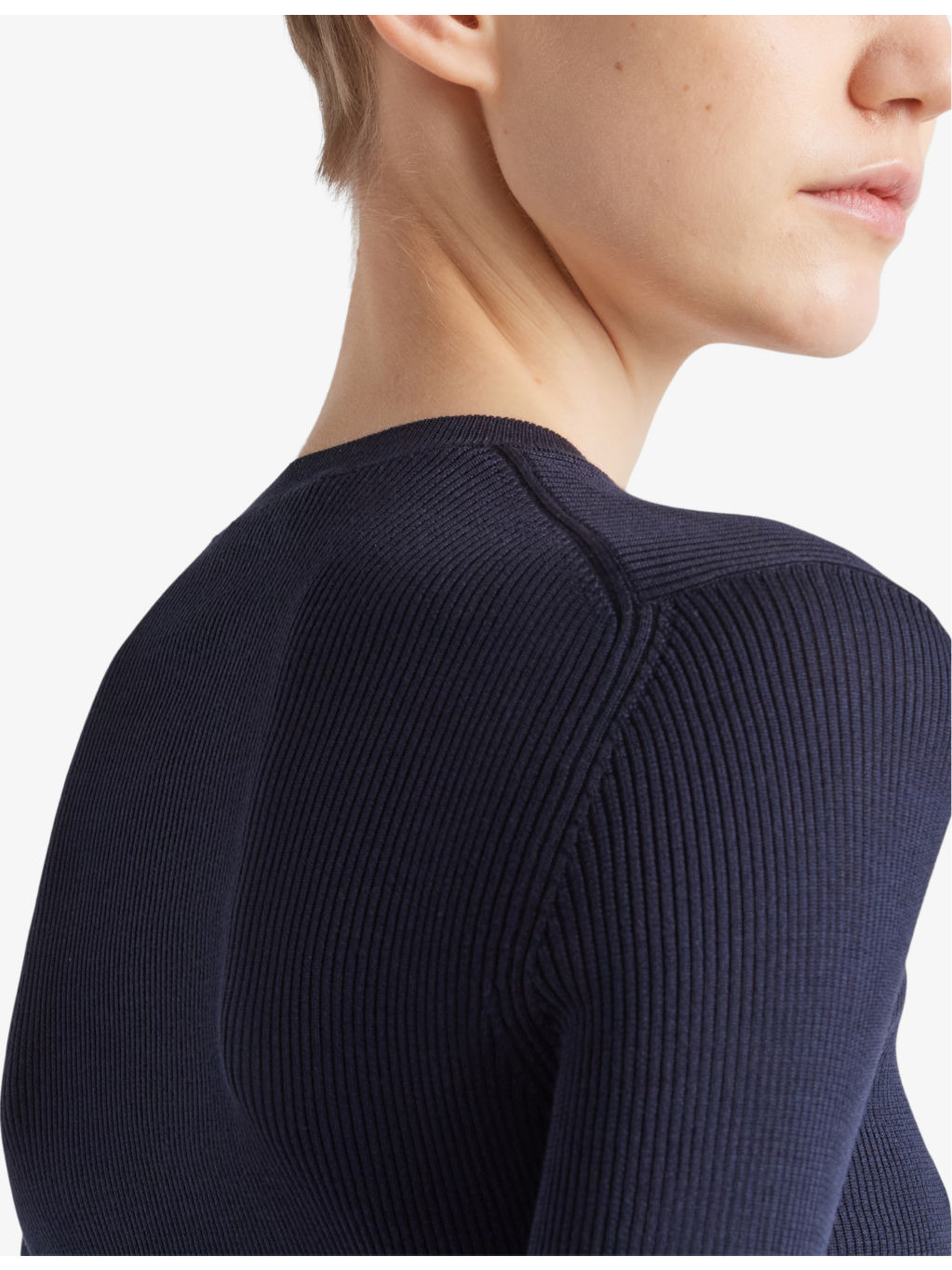 Logo-intarsia cropped silk jumper - 5