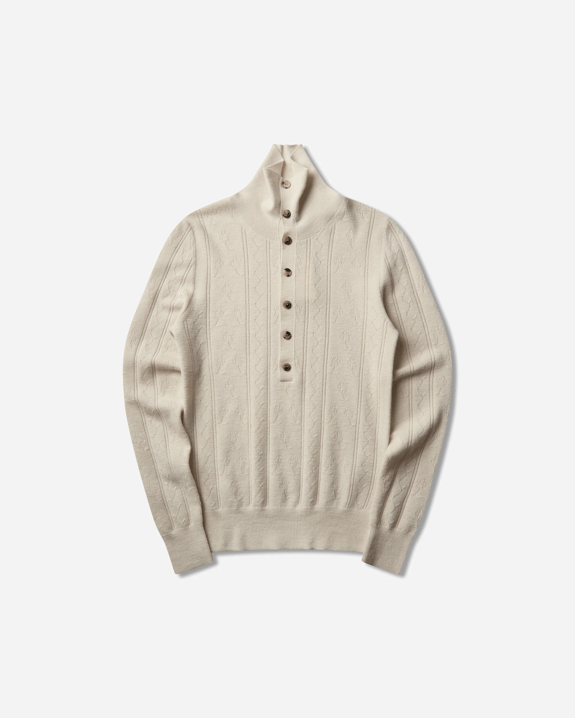 Men's Turtleneck Wool Cardigan White - 1