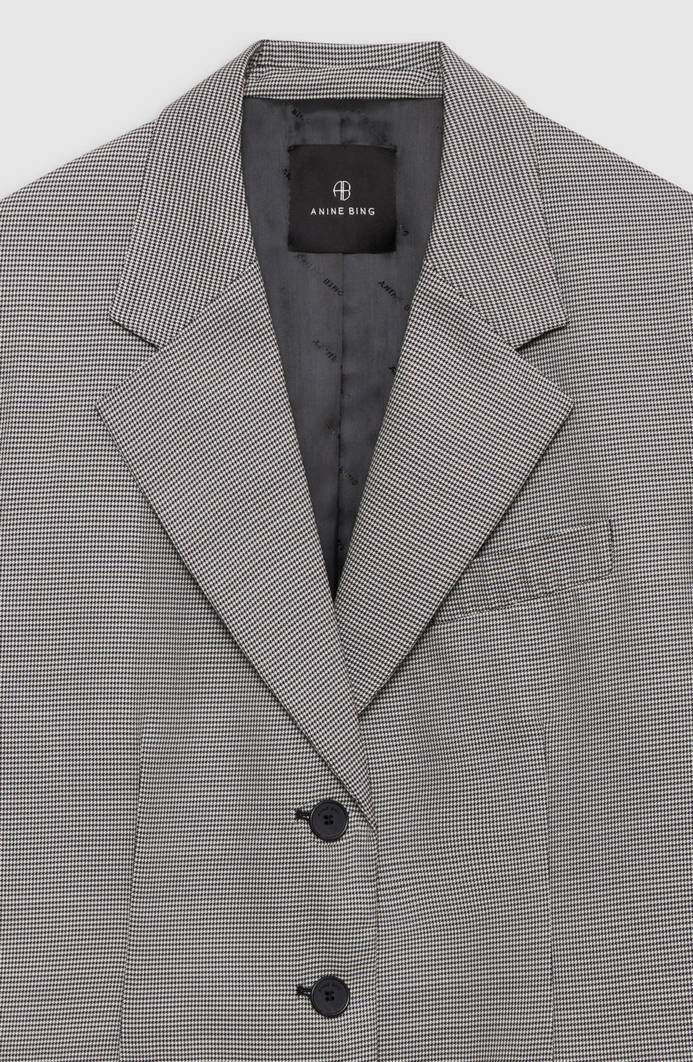 ANINE BING Sara Blazer in Black /White Houndstooth at Nordstrom - 3