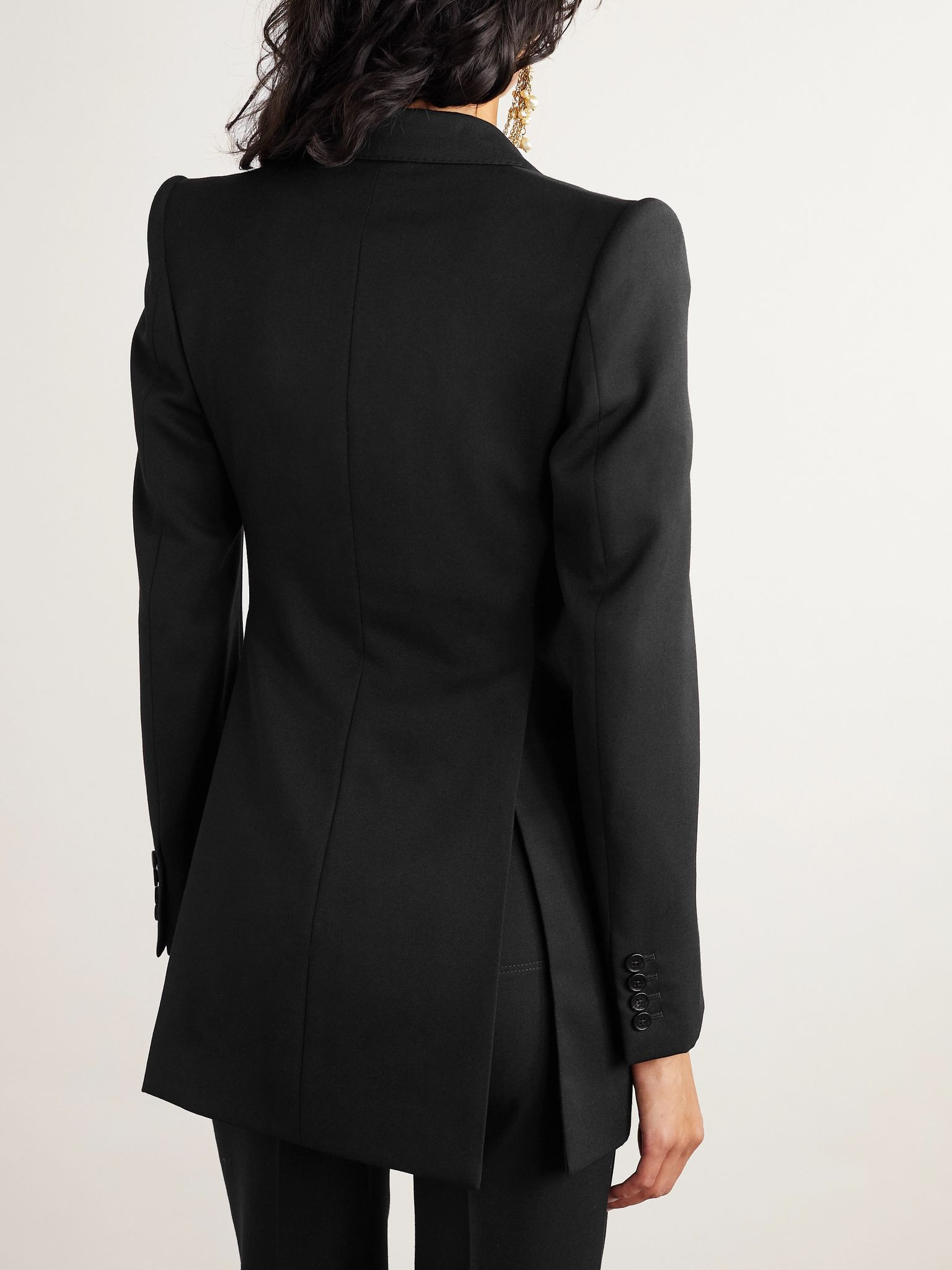Double-breasted wool blazer Black - 3
