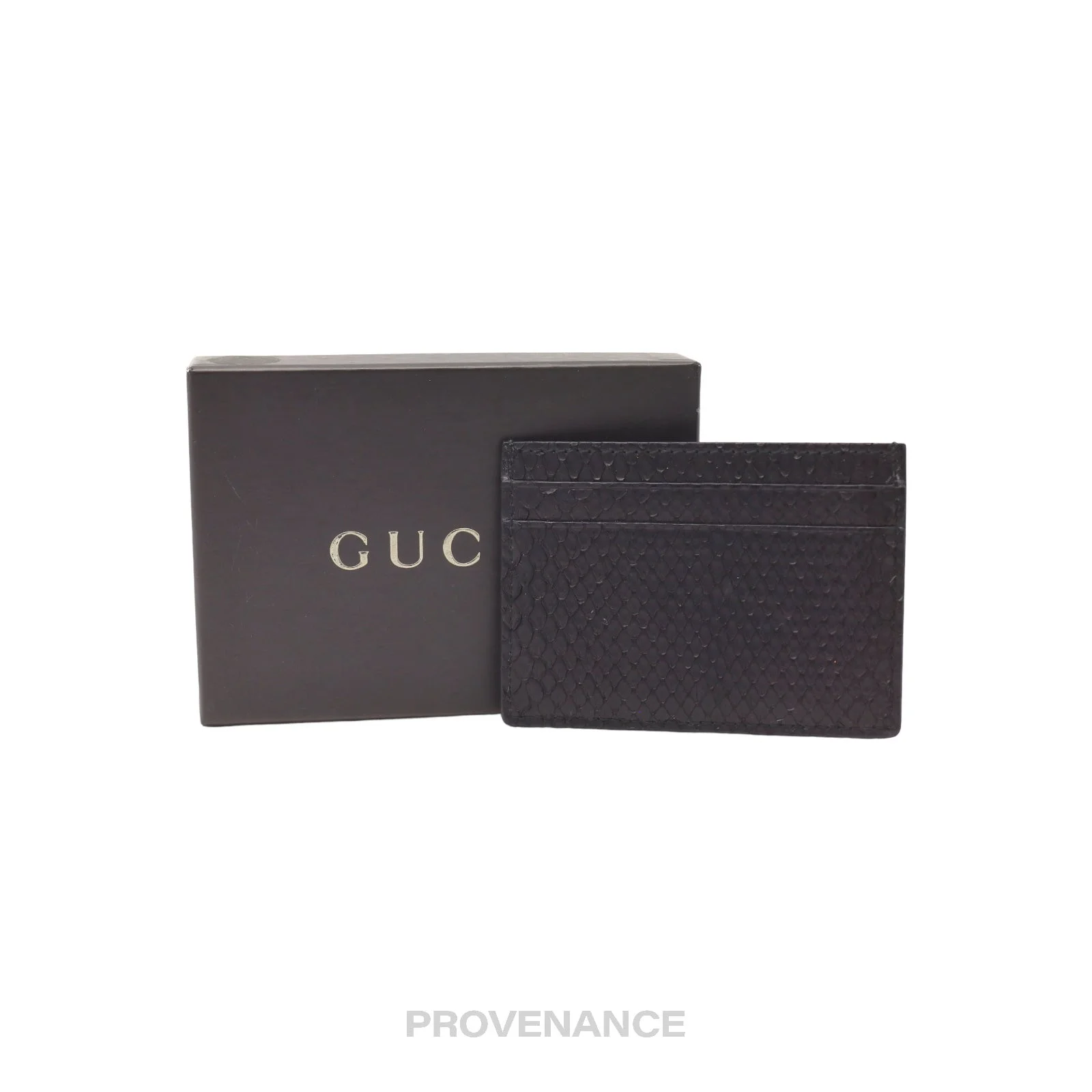 Gucci Card Holder Wallet - Black Snakeskin - 1