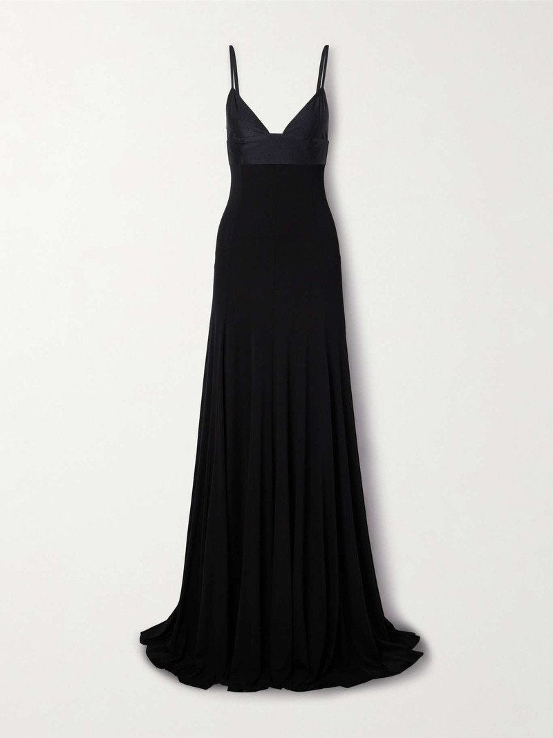 Spallina satin-trimmed stretch-crepe gown - 1