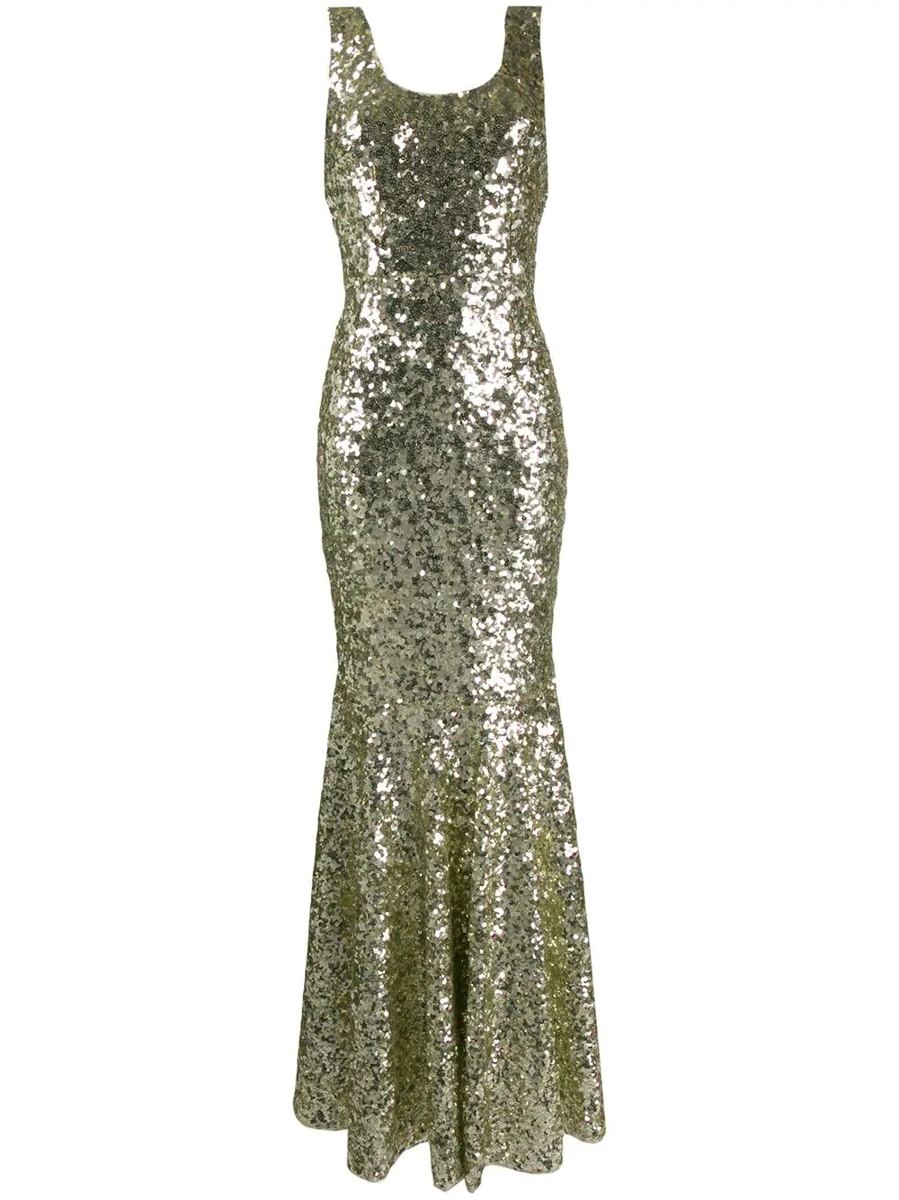 sequin embroidered long gown - 1